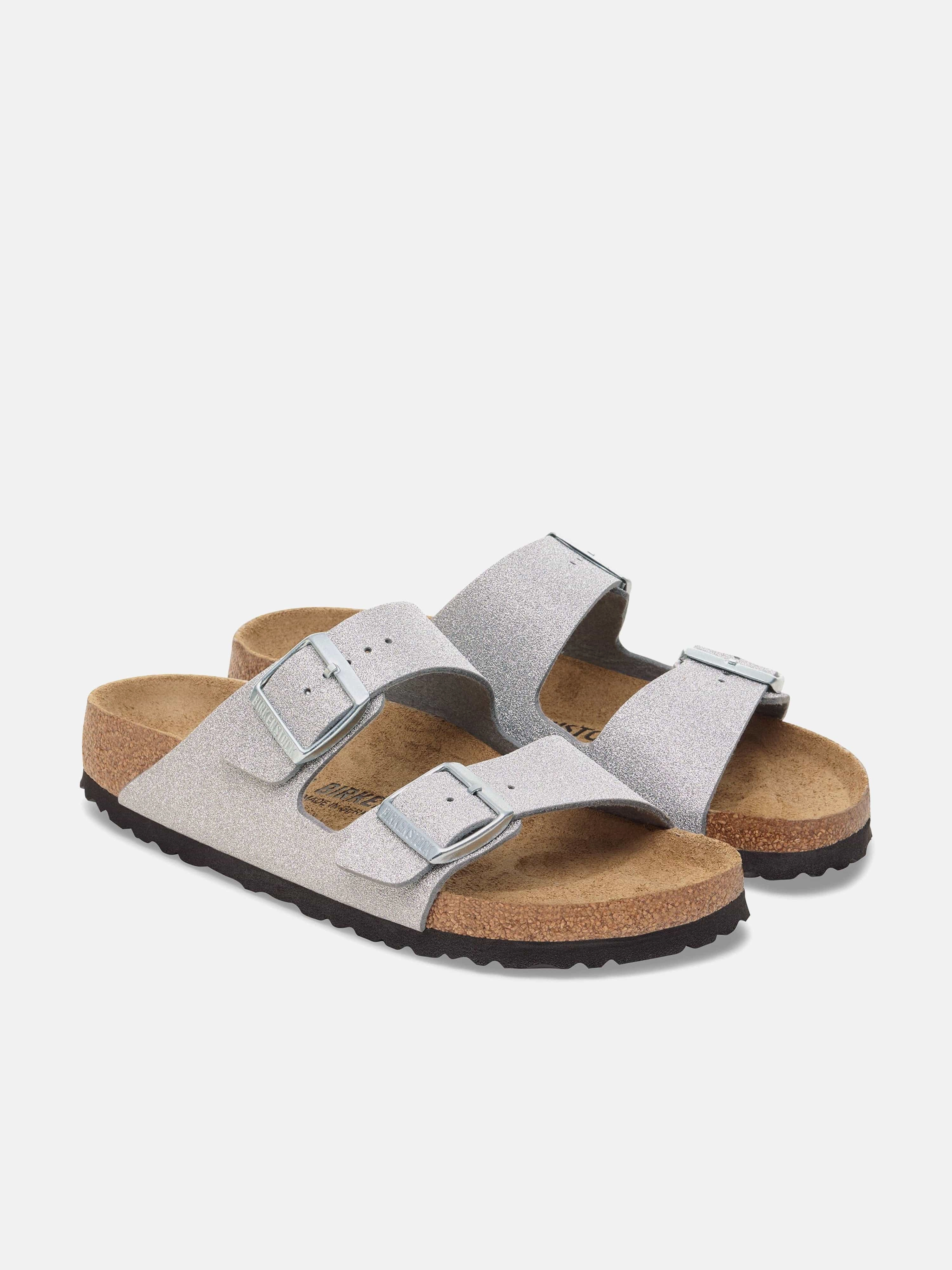 Roll Handle Strap BIRKENSTOCK Girls Arizona BF Sandals in Silver