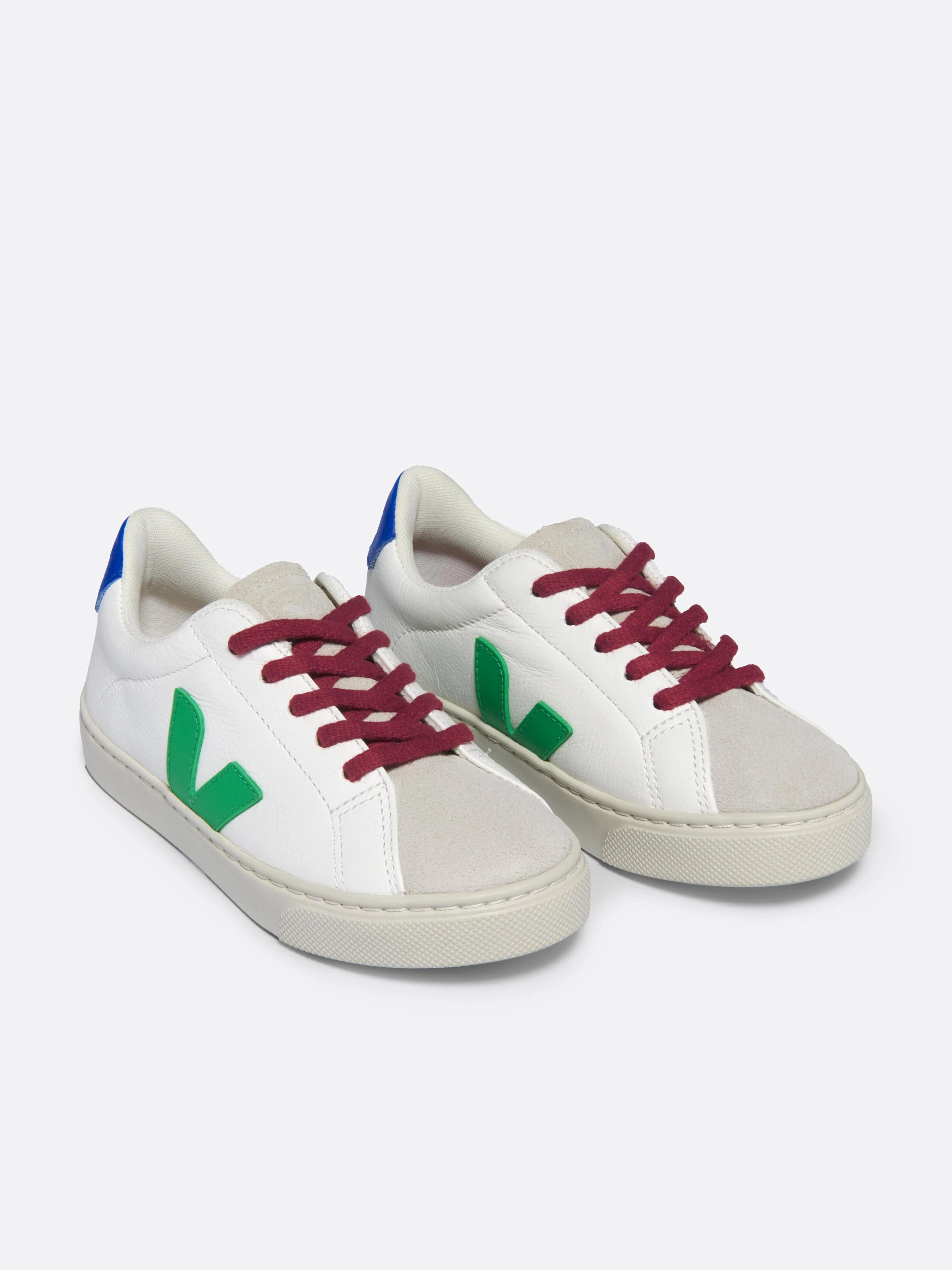 Kids Laces Leather Esplar Trainers in White Felt