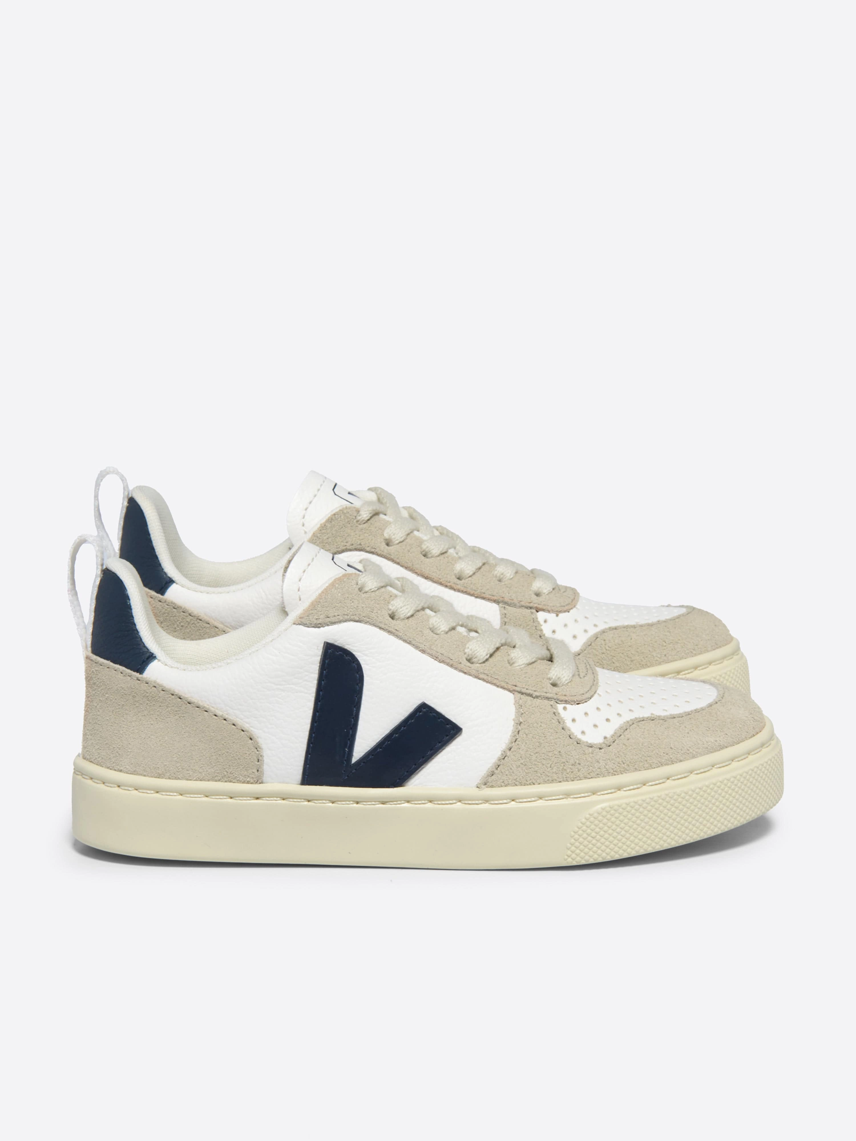 Your Style, Your Way Veja Boys Laces Leather V-10 Trainers in White Why Wait? Own It