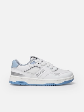 Metallic Silver Clutch Purse 48-hour offer BOSS Kids Lace Up Logo Trainers in White Superior Quality Trusted By Thousands
