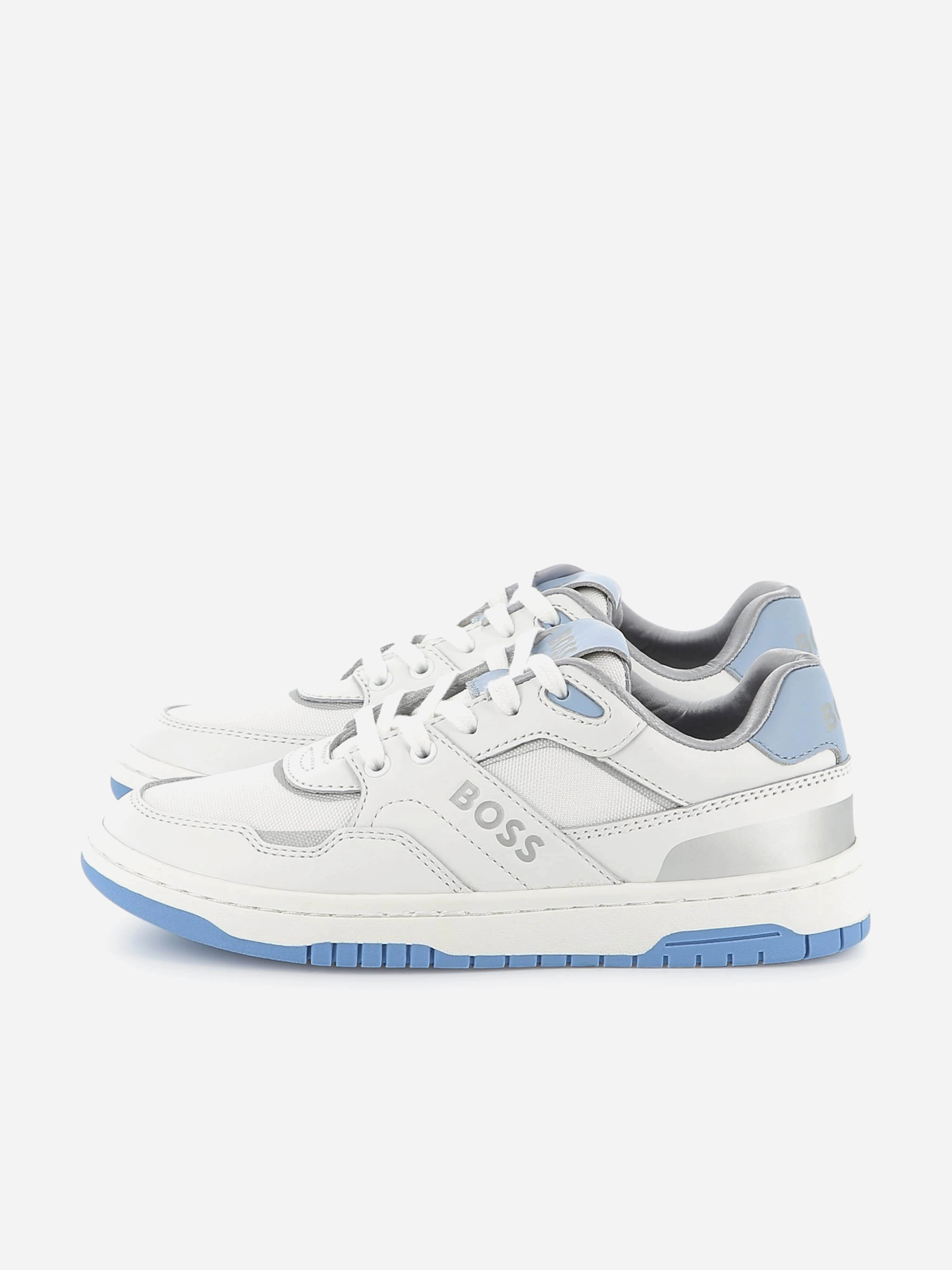 BOSS Kids Lace Up Logo Trainers in White Unlock The Offer