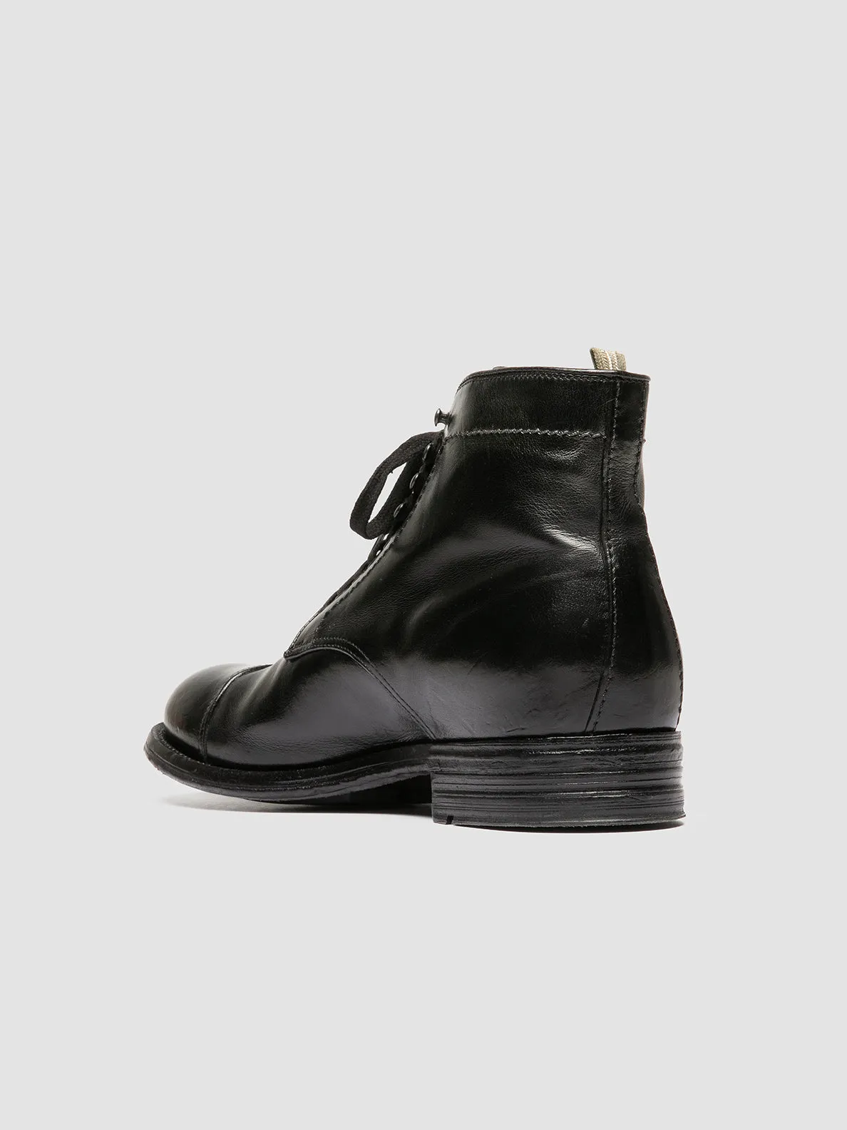 ADMIRAL 010 - Black Leather Lace-up Boots