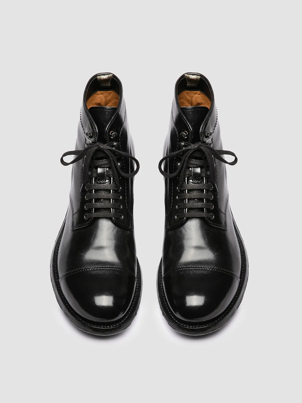 ADMIRAL 010 - Black Leather Lace-up Boots