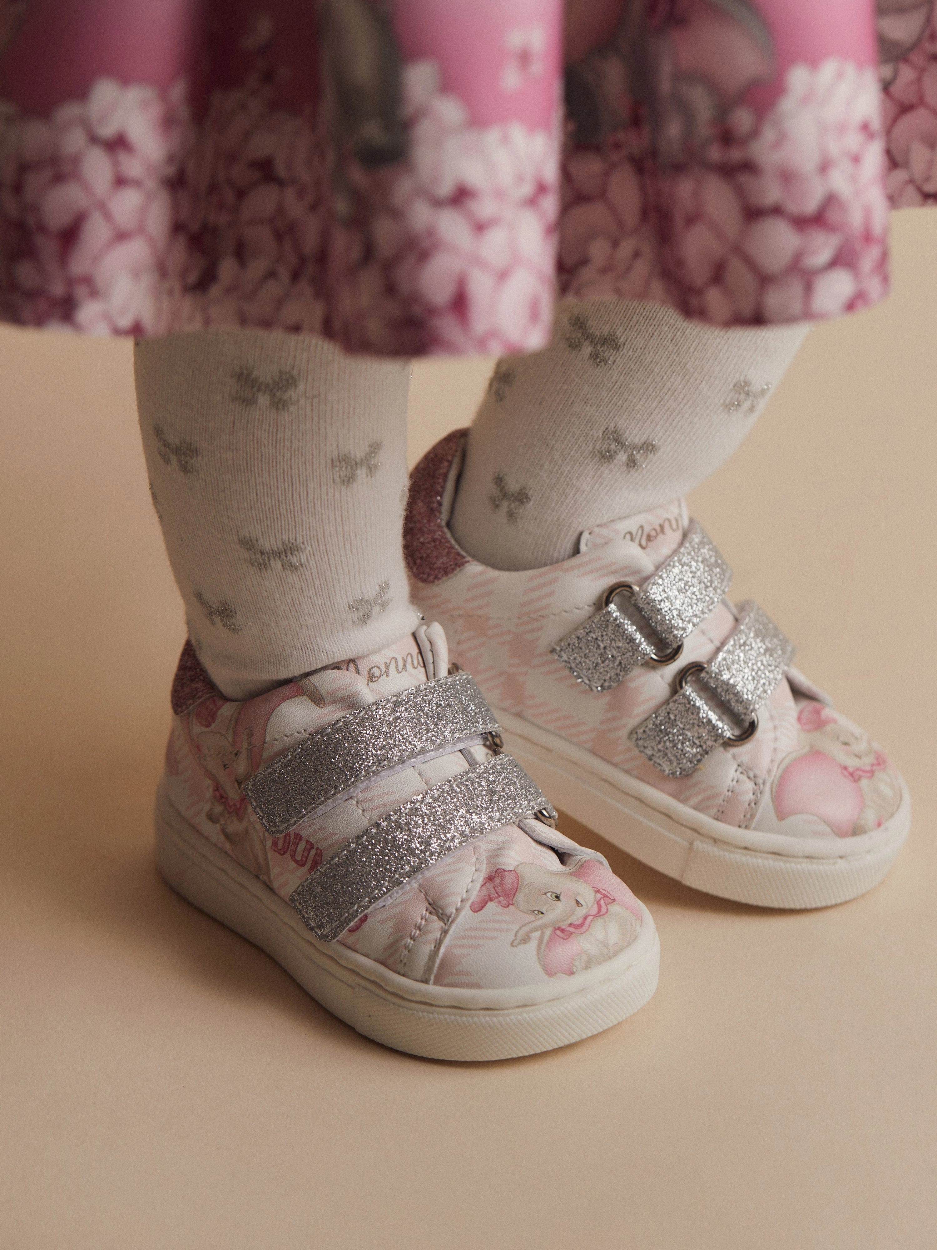 Your Perfect Fit Monnalisa Girls Disney Dumbo Glitter Trainers in Pink