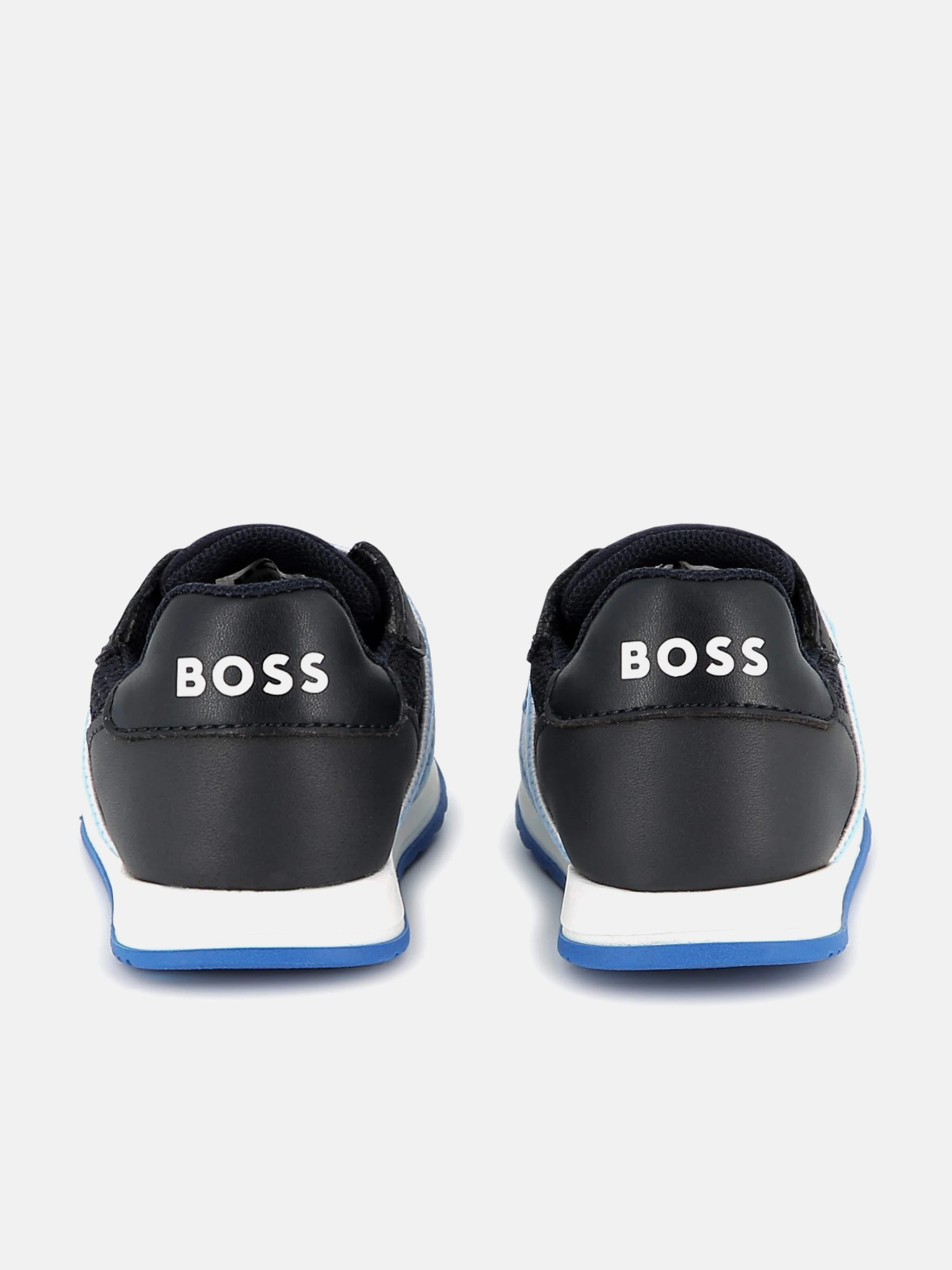 Minimalist Vibe BOSS Boys Logo Trainers in Navy Chic & Sleek