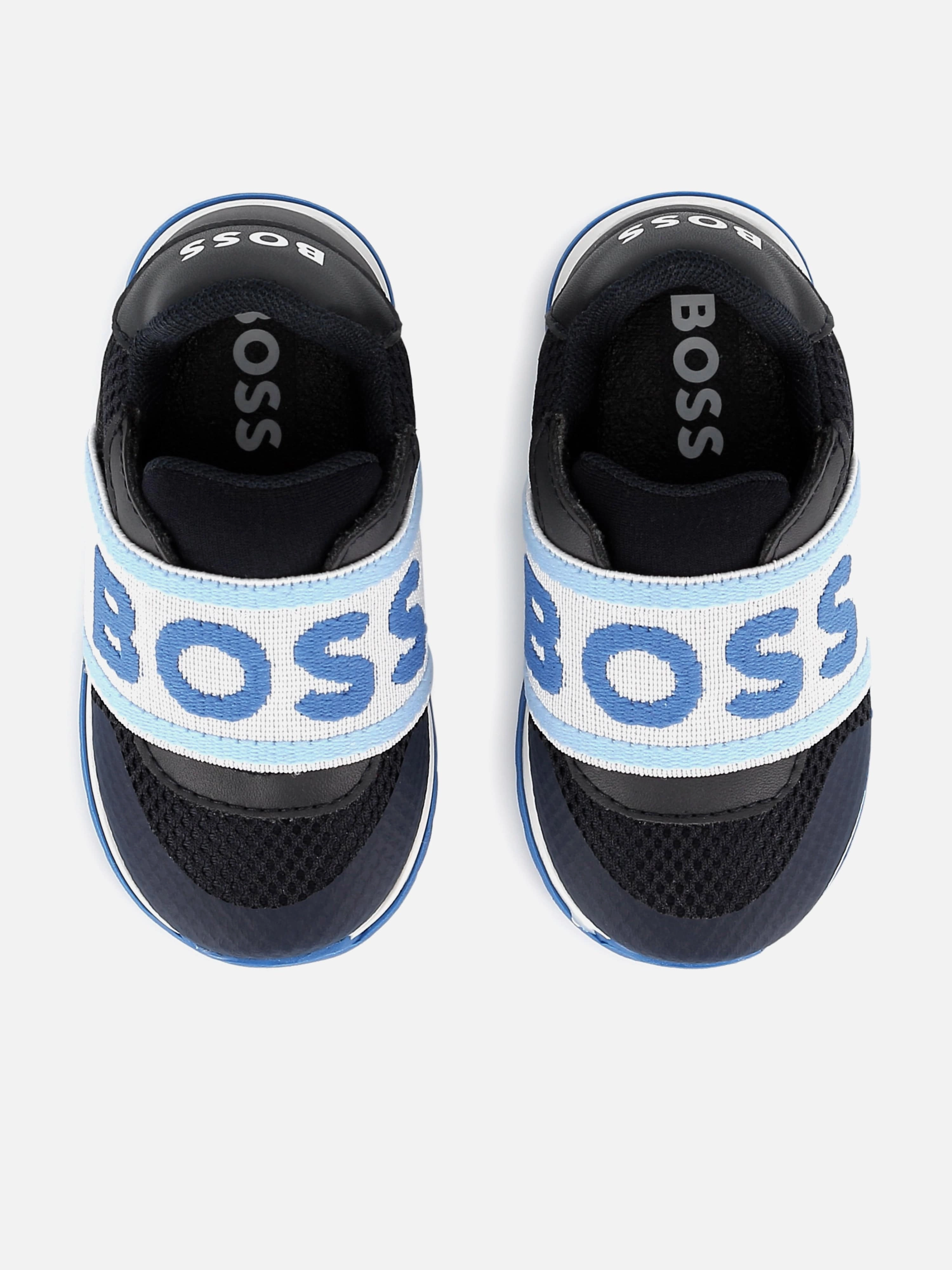 Smooth Finish, High-End Evening Clutch Purse BOSS Boys Logo Trainers in Navy
