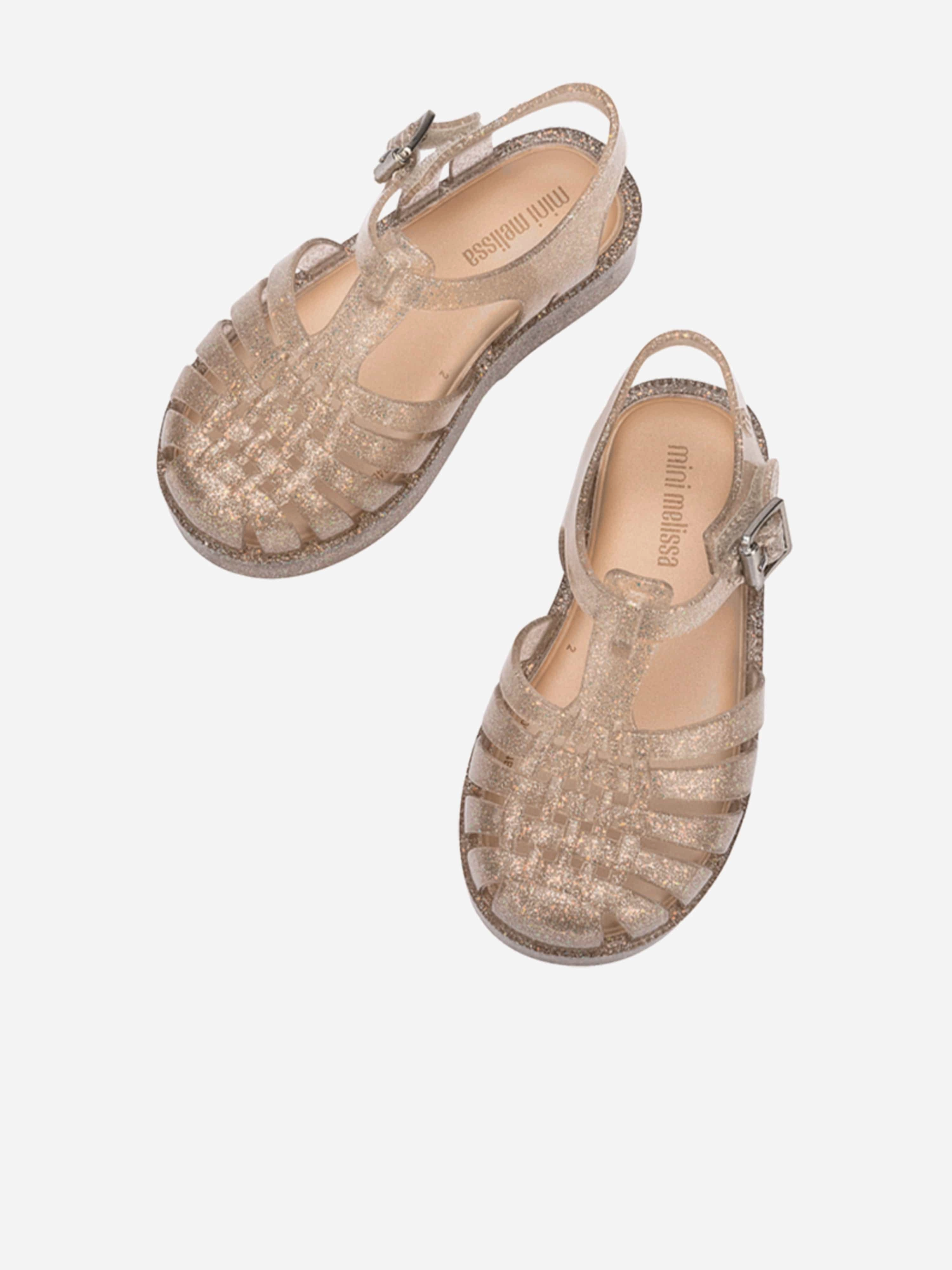 White Canvas Tote Bag Girls Possession Shiny Sandals in Gold Minimalist Design