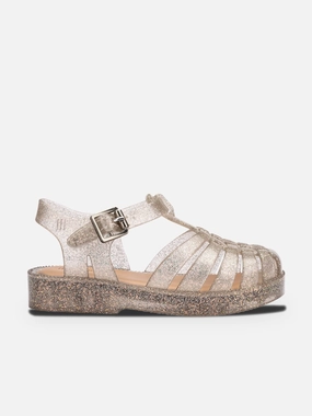 Outdoor Essential, Strap Pad Bargain offer Girls Possession Shiny Sandals in Gold Limited Time Offer