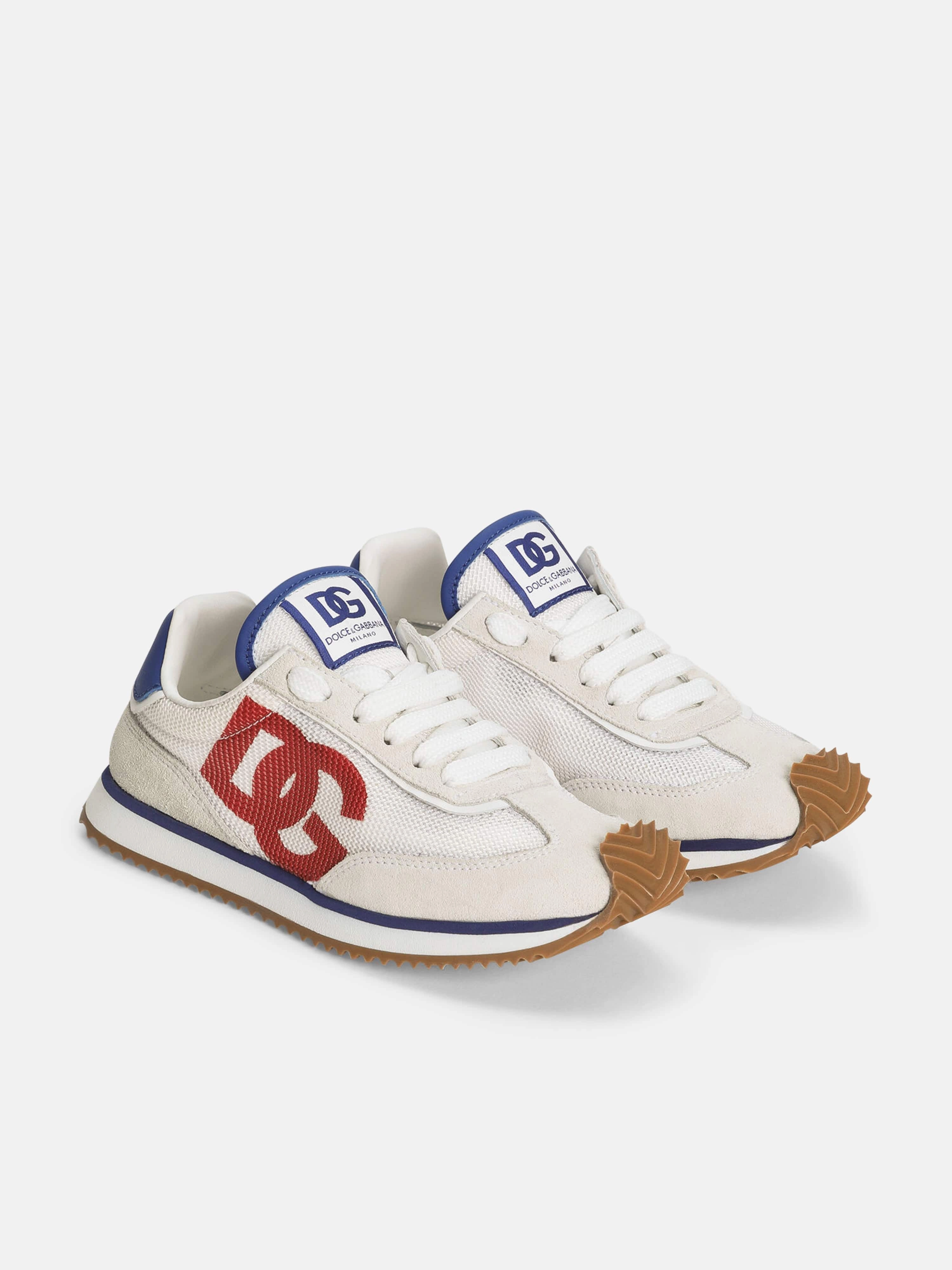 Designed For Everyday Use, Outfit For The Weekend, Front Flap Boys Mixed Material DG Cushion Trainers in White