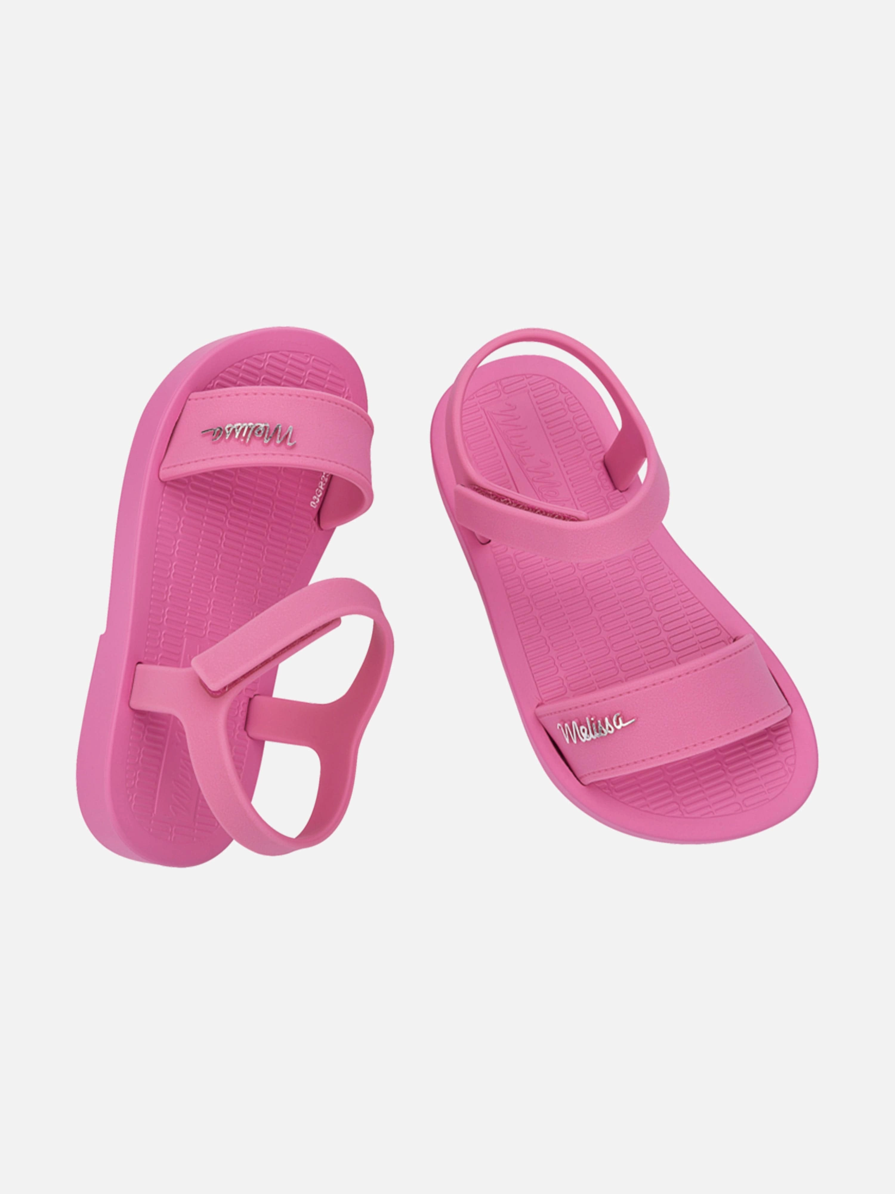 Jute Beach Tote Mini Melissa Girls Laguna sandals in Pink Side Pocket