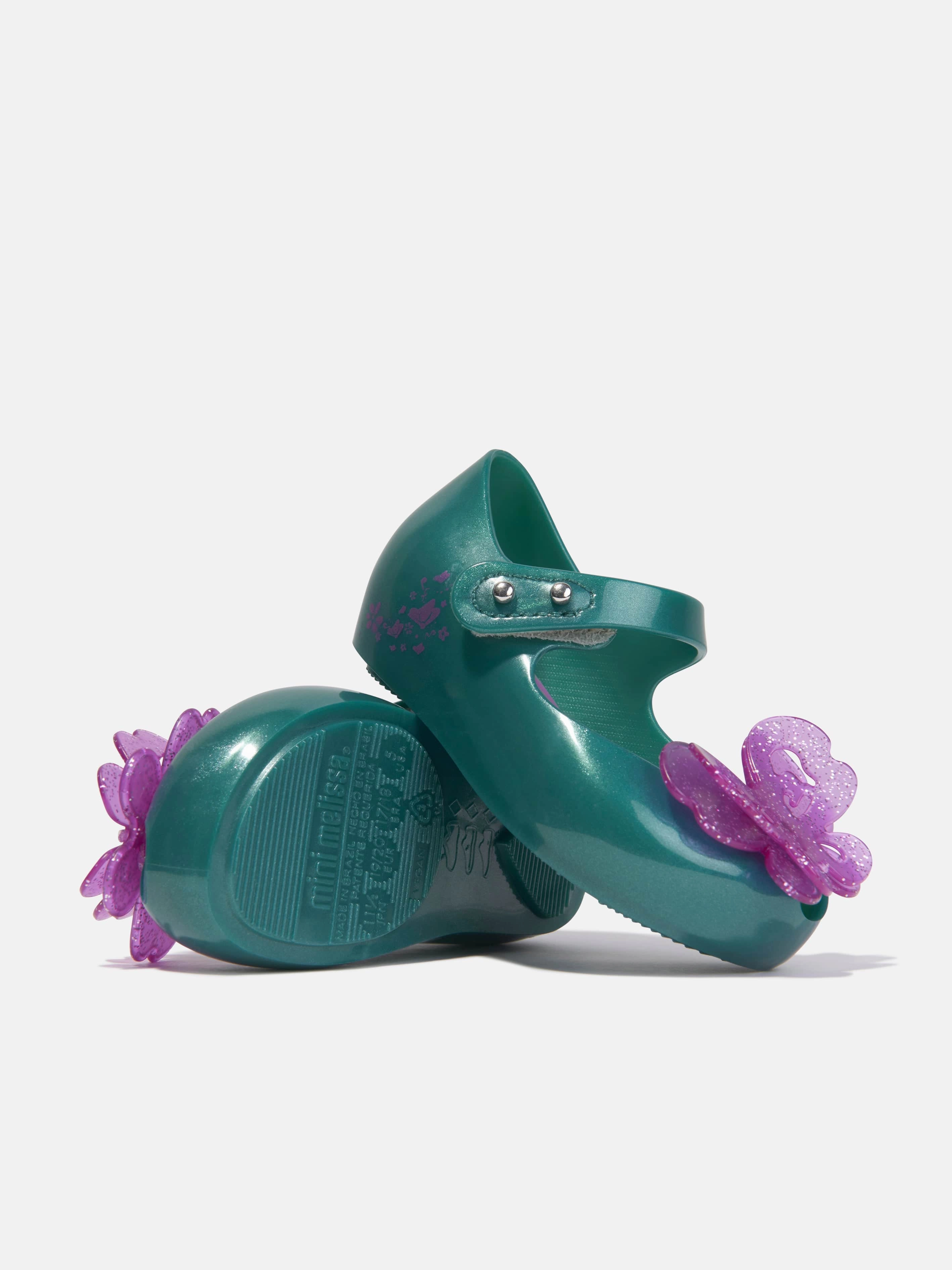 Mini Melissa Girls Disney Jelly Ballerinas in Green Tailored Fit, Order Today