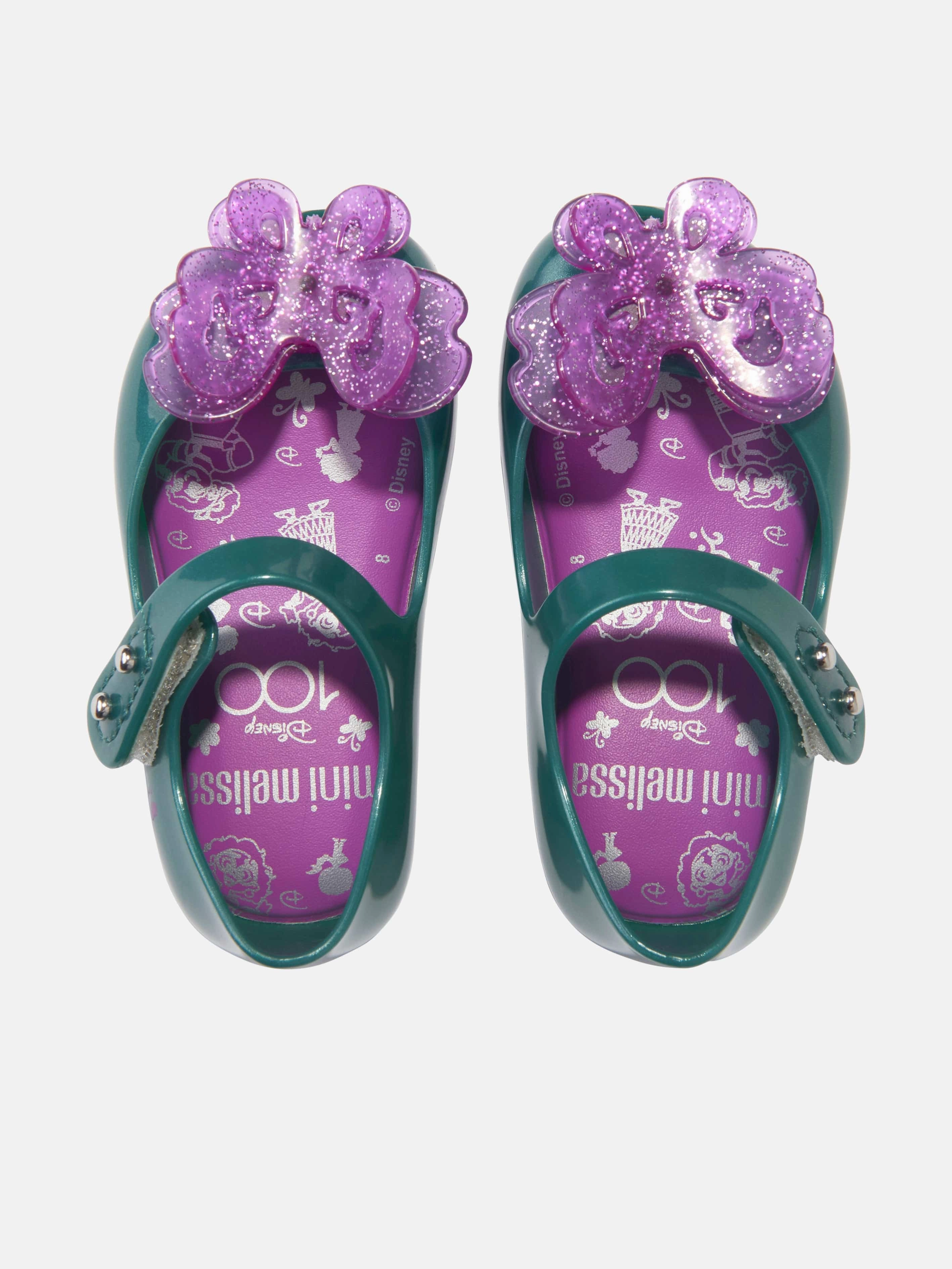 Lining Mini Melissa Girls Disney Jelly Ballerinas in Green Flexible Design