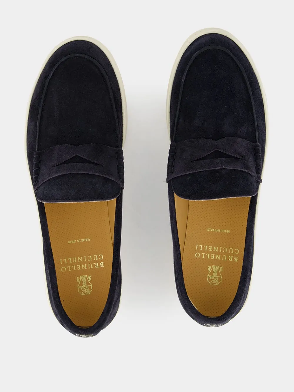Blue Washed Suede Loafer Sneakers