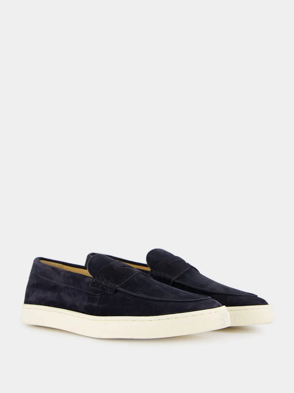 Blue Washed Suede Loafer Sneakers
