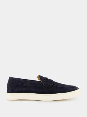Blue Washed Suede Loafer Sneakers