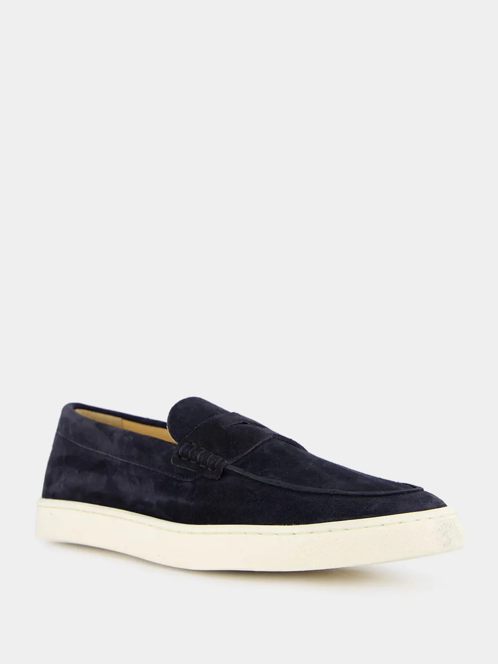 Blue Washed Suede Loafer Sneakers