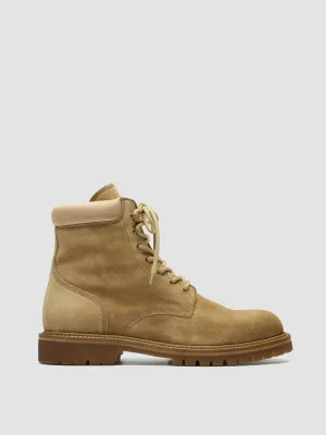 BOSS 002 - Light Brown Suede and Leather Lace Up Boots
