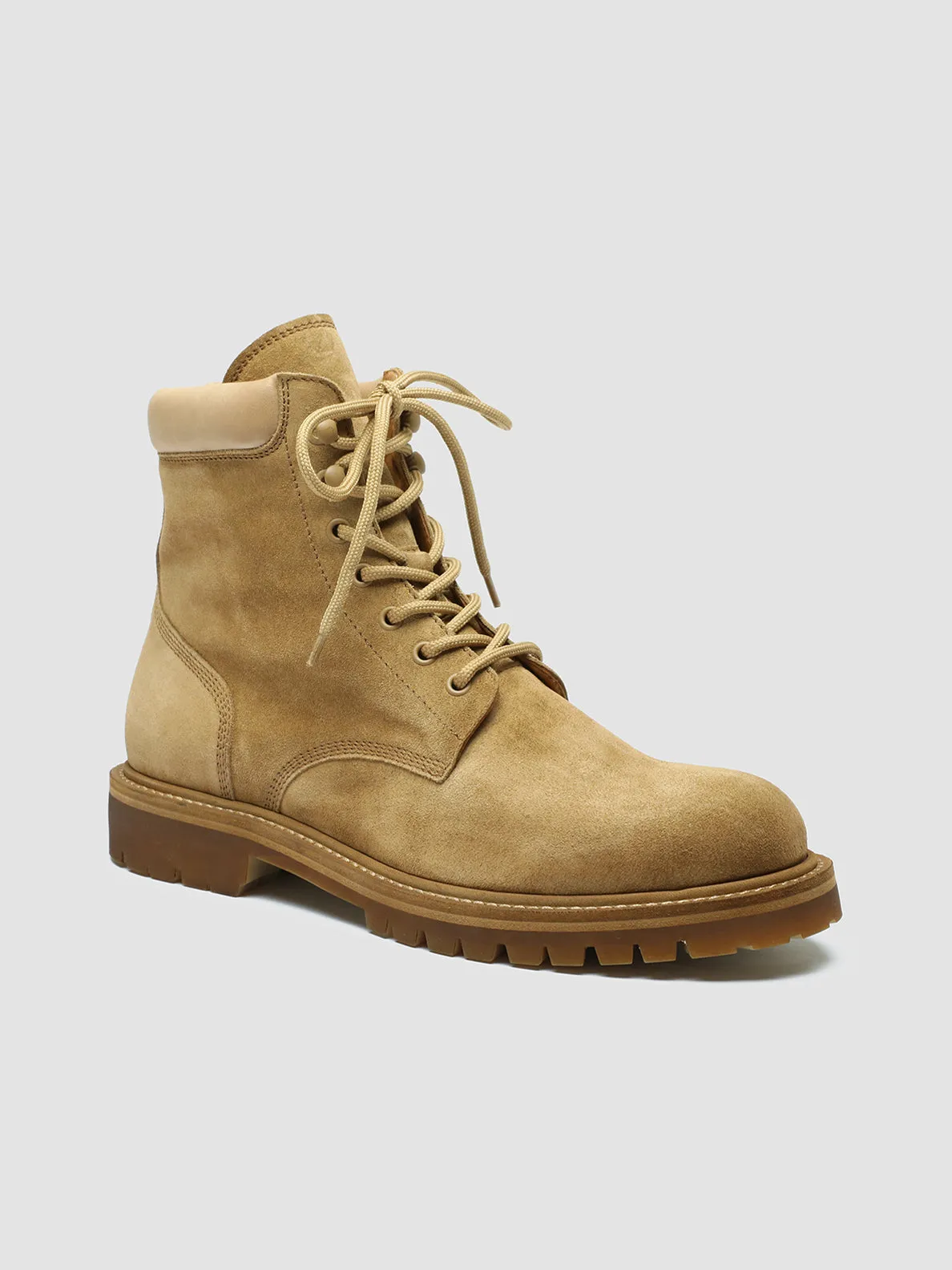 BOSS 002 - Light Brown Suede and Leather Lace Up Boots
