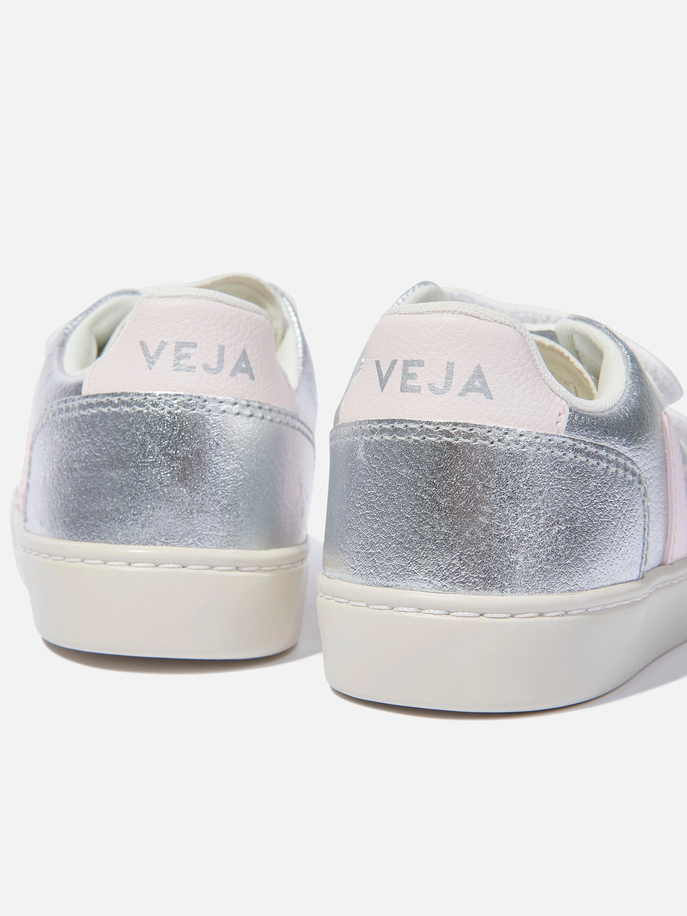 Vintage, Get The Look, Claim Your Style Veja Kids ChromeFree Leather V-12 Trainers in Silver