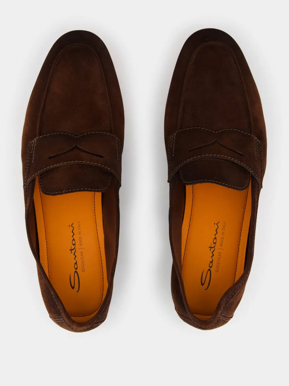 Brown Suede Penny Loafers