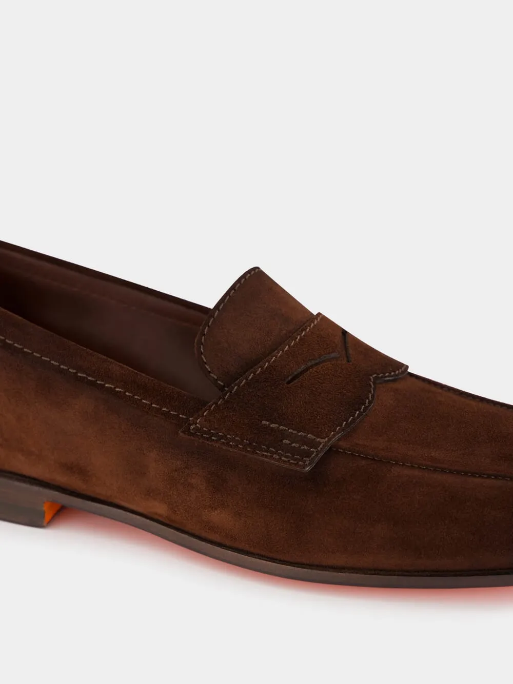 Brown Suede Penny Loafers