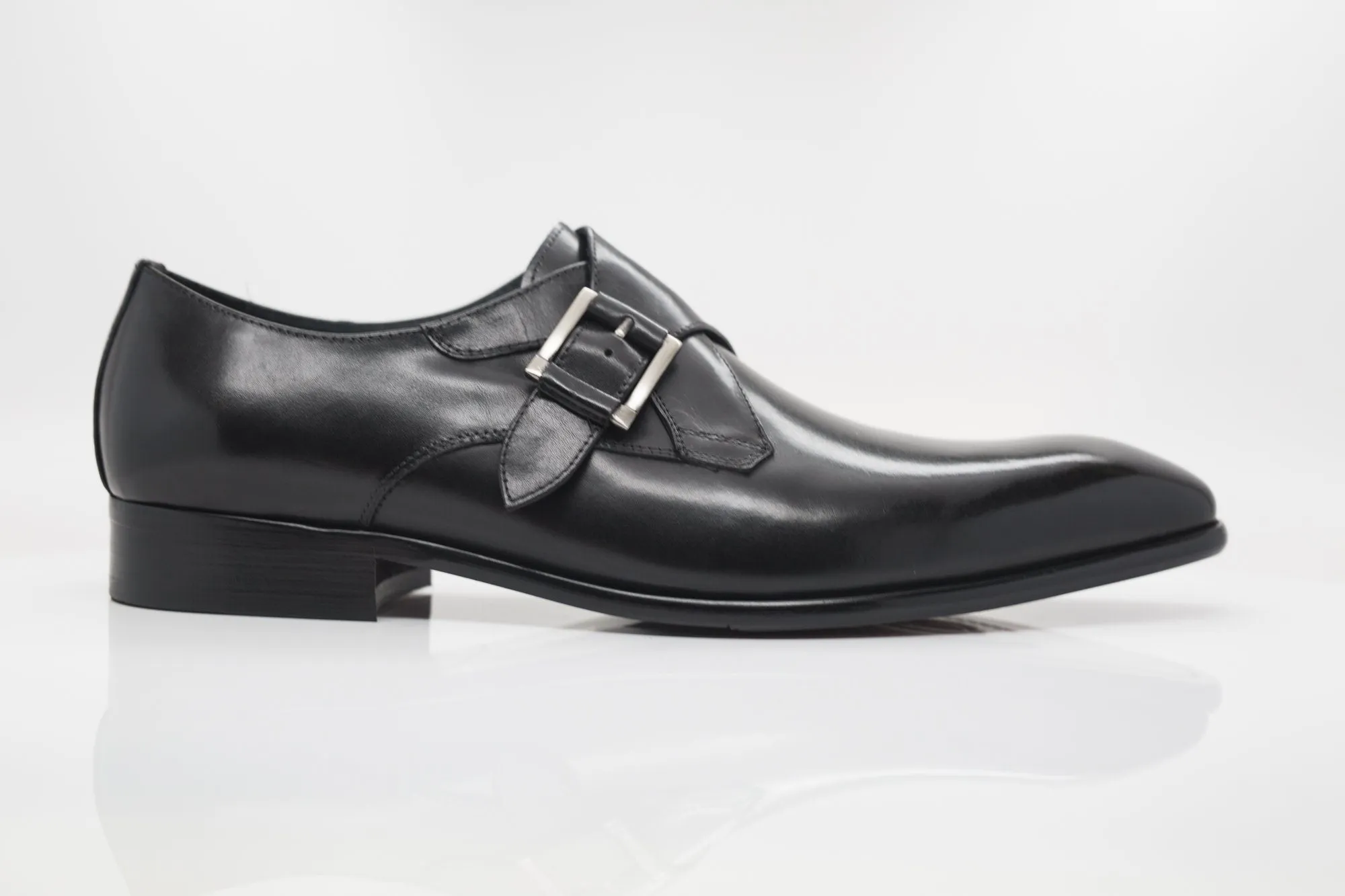 Burnished Calfskin Monkstrap Black