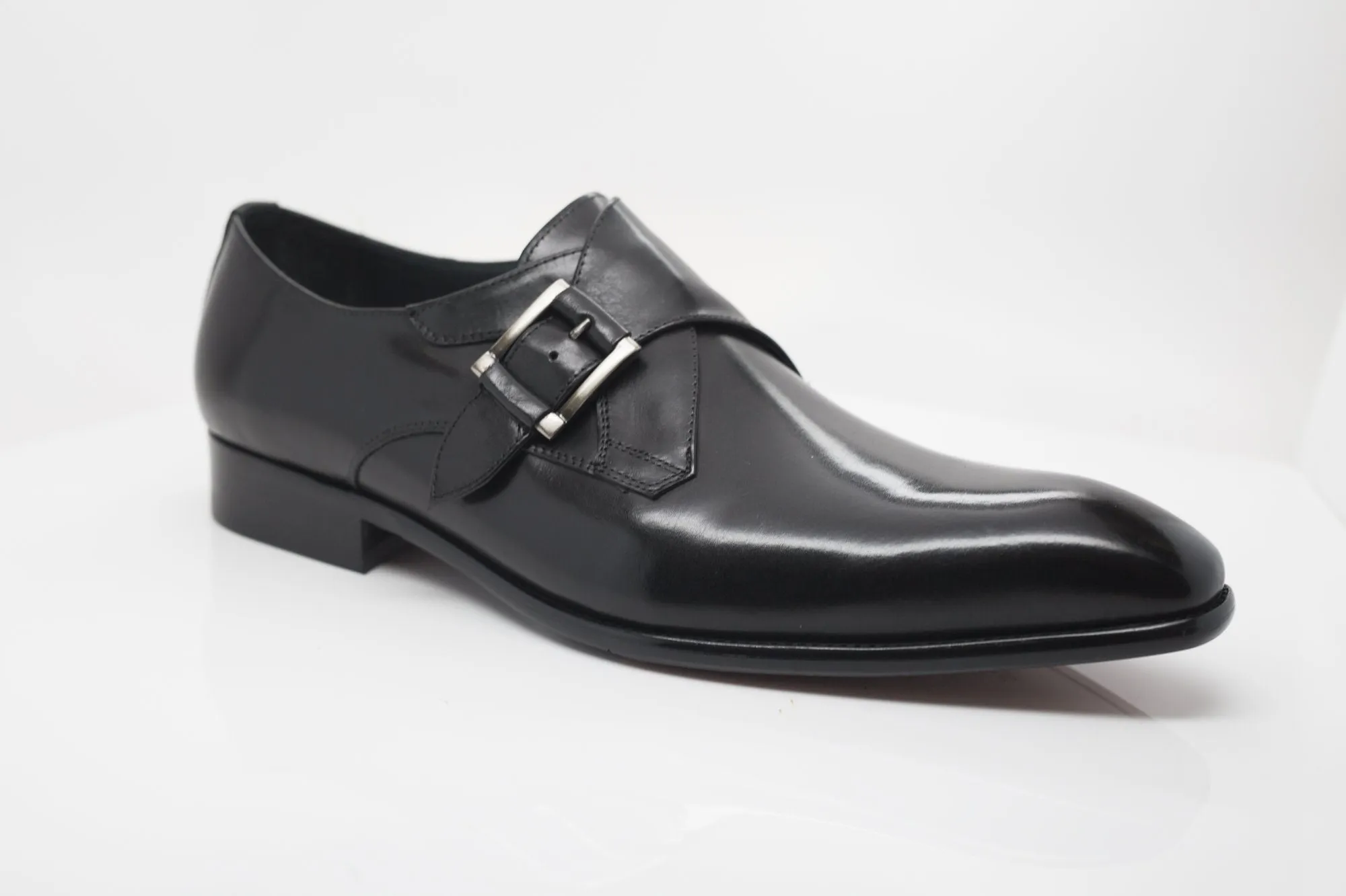 Burnished Calfskin Monkstrap Black