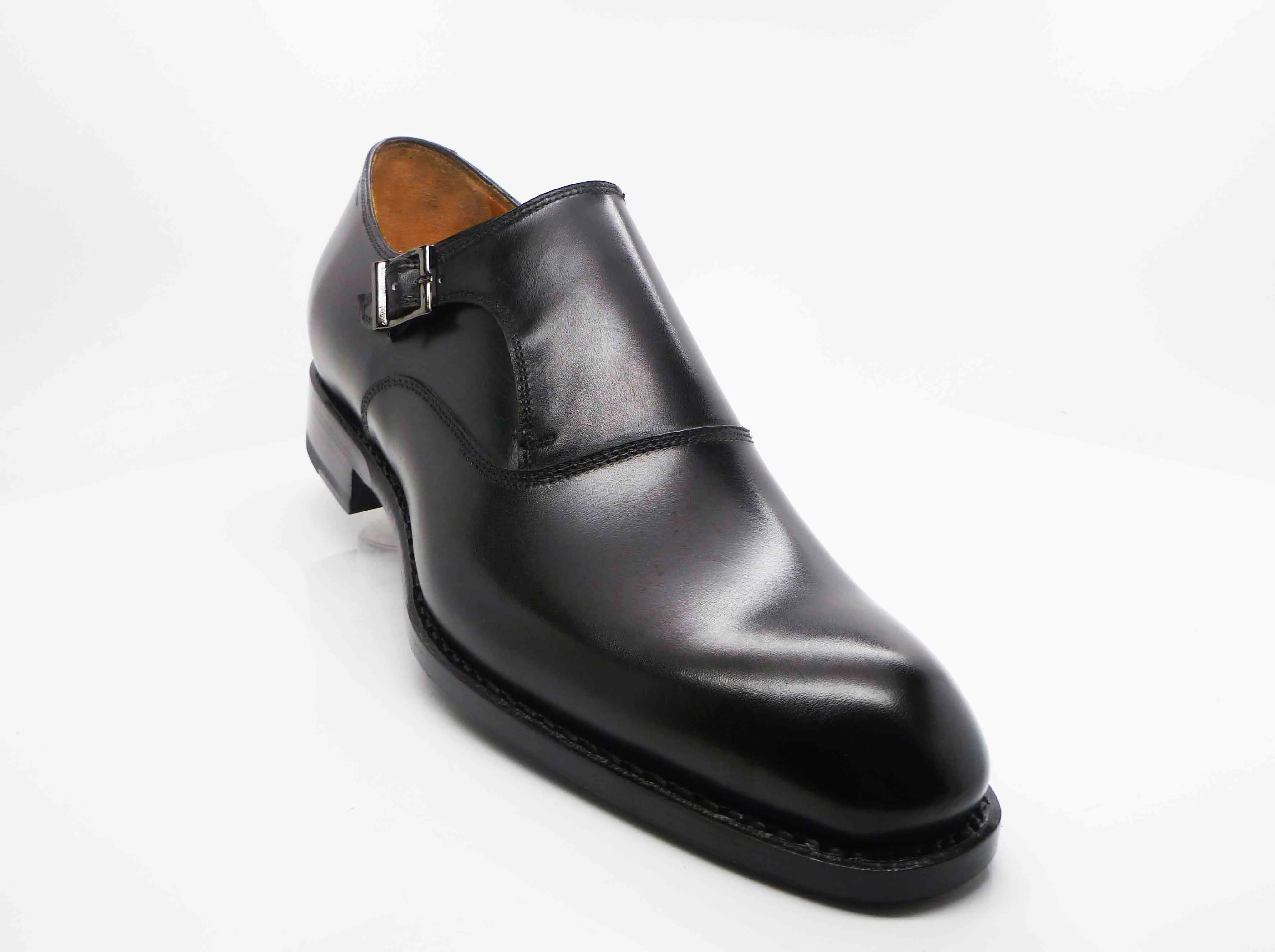 Burnished Calfskin "Fred" Monkstrap Black