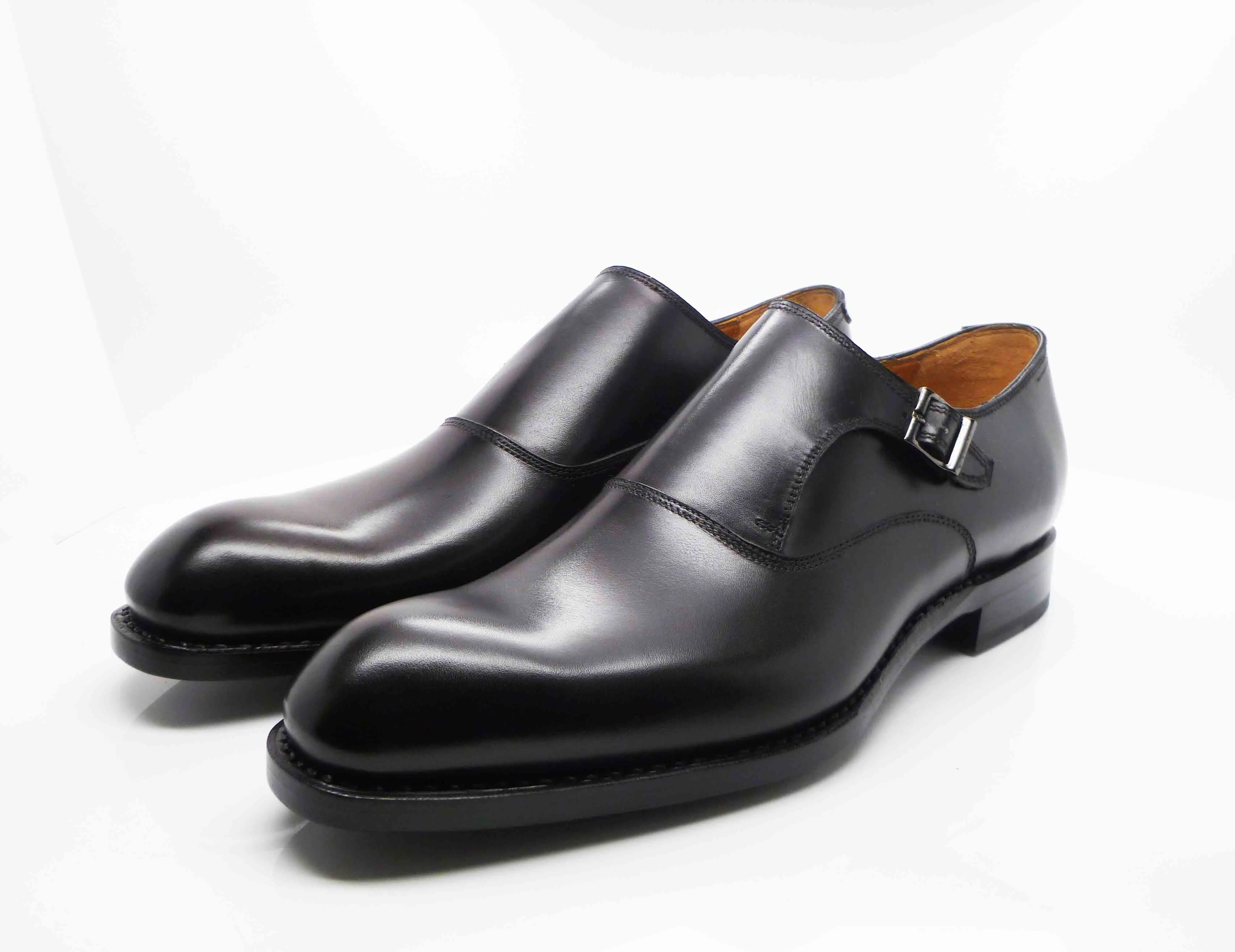 Burnished Calfskin "Fred" Monkstrap Black
