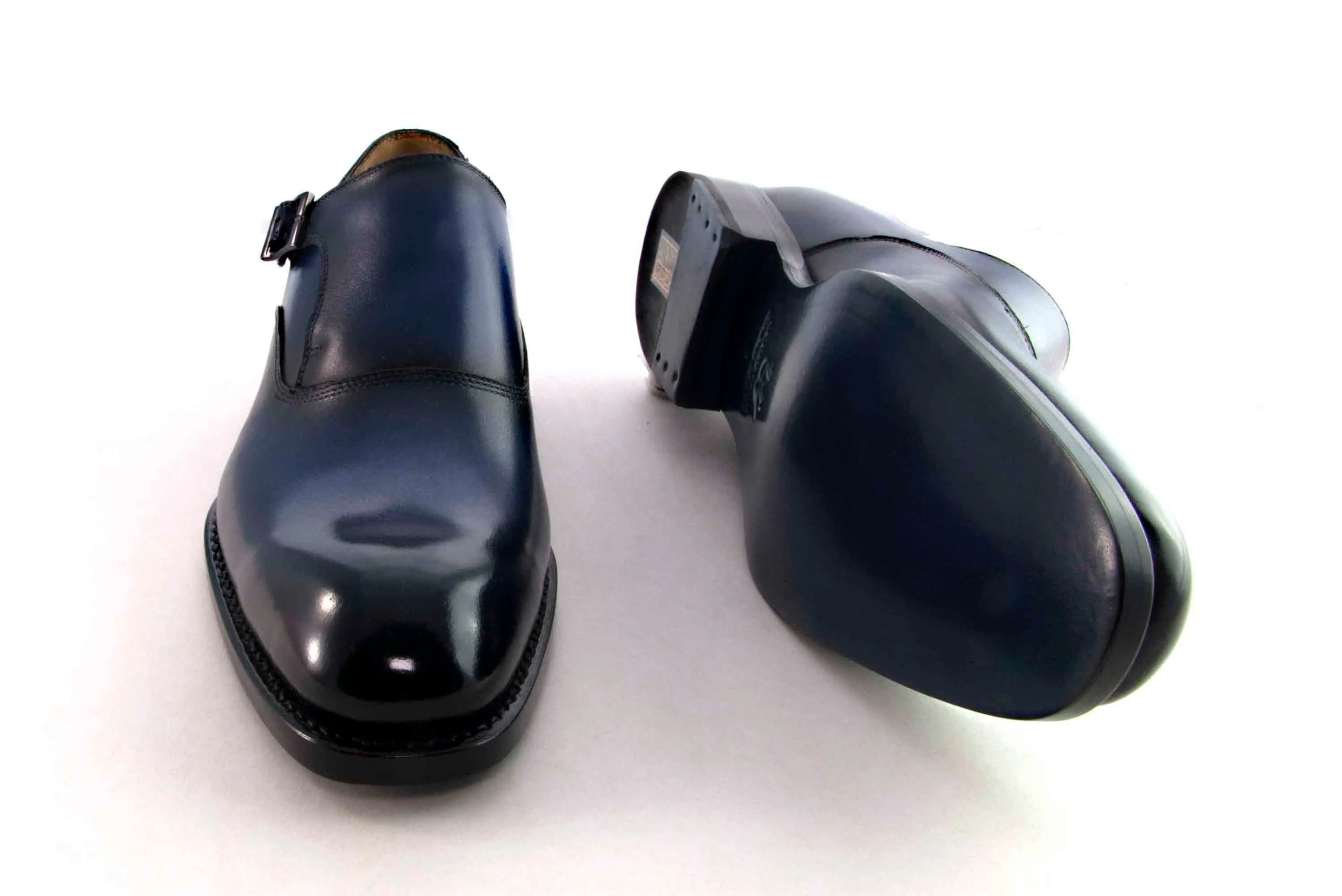 Burnished Calfskin "Fred" Monkstrap Navy