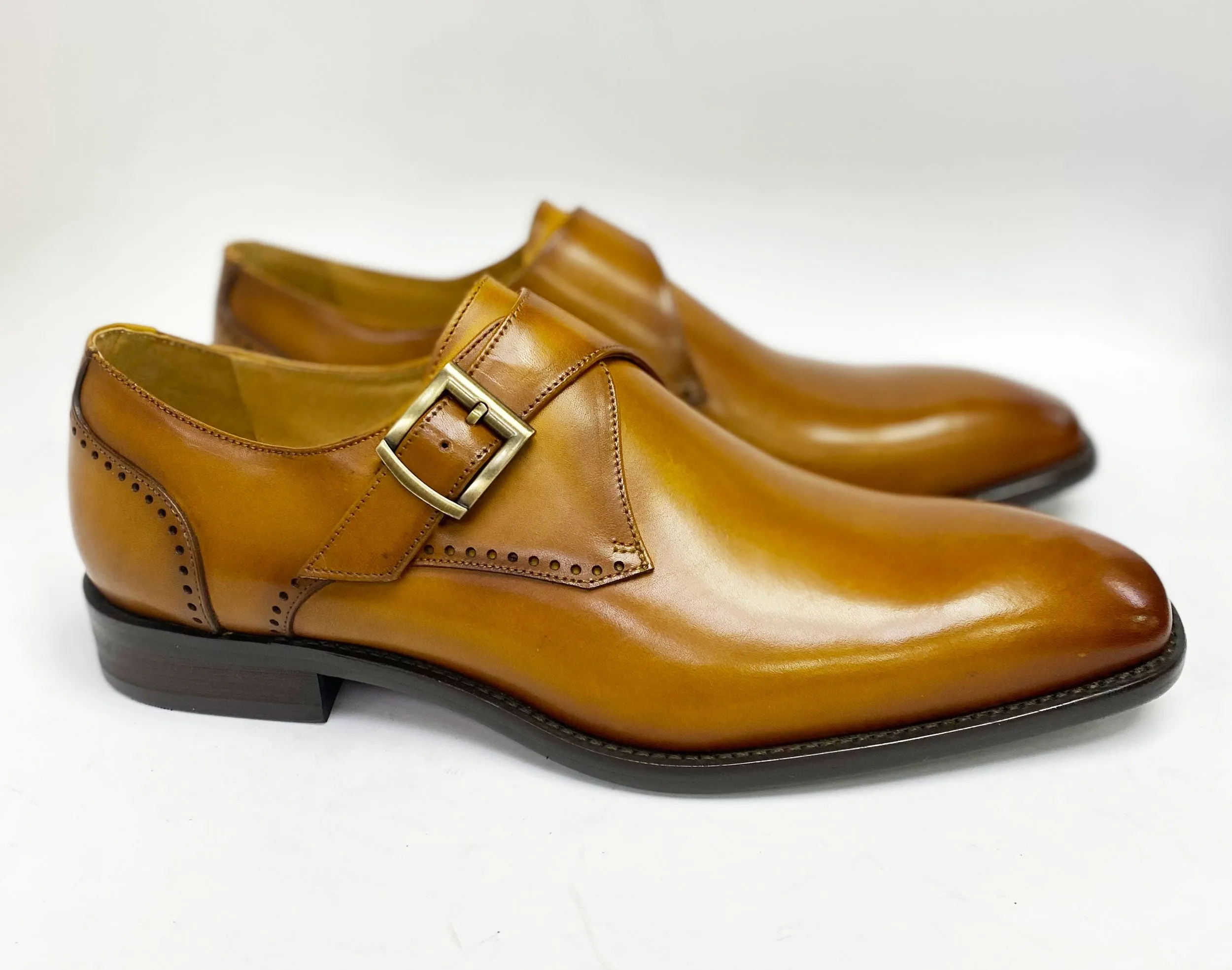 Burnished Leather Monkstrap Cognac