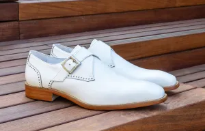 Burnished Leather Monkstrap White