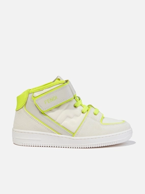 Patent Leather Buy Now & Get Gift Fendi Kids Leather Logo Trainers in Ivory Discounts non-stop Felt