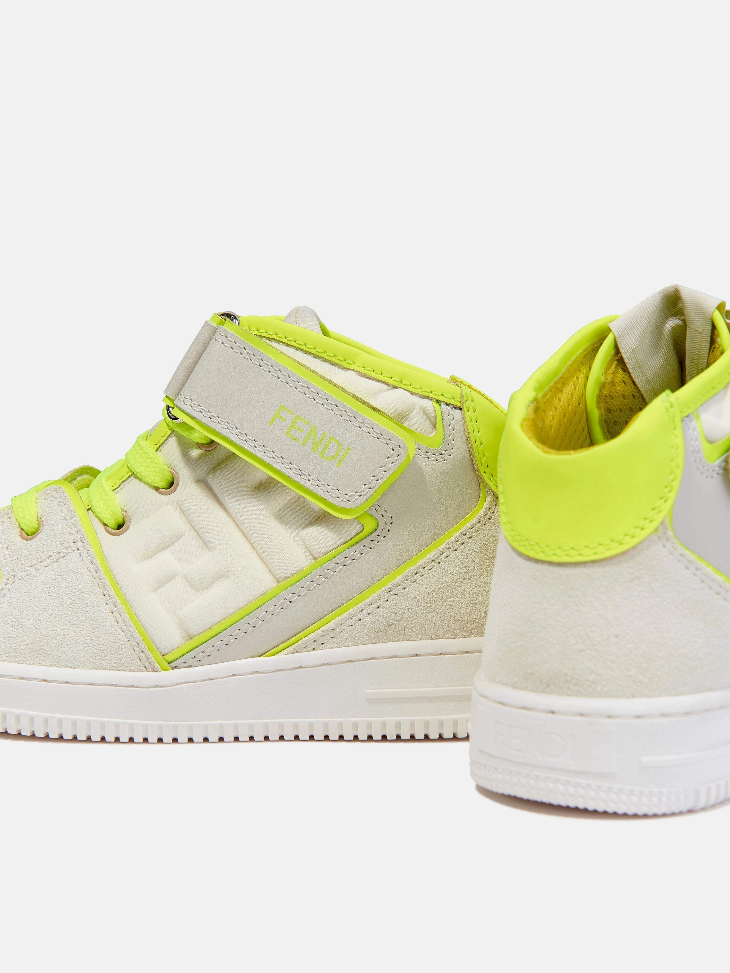 Designed For Movement Fendi Kids Leather Logo Trainers in Ivory Trusted By Thousands