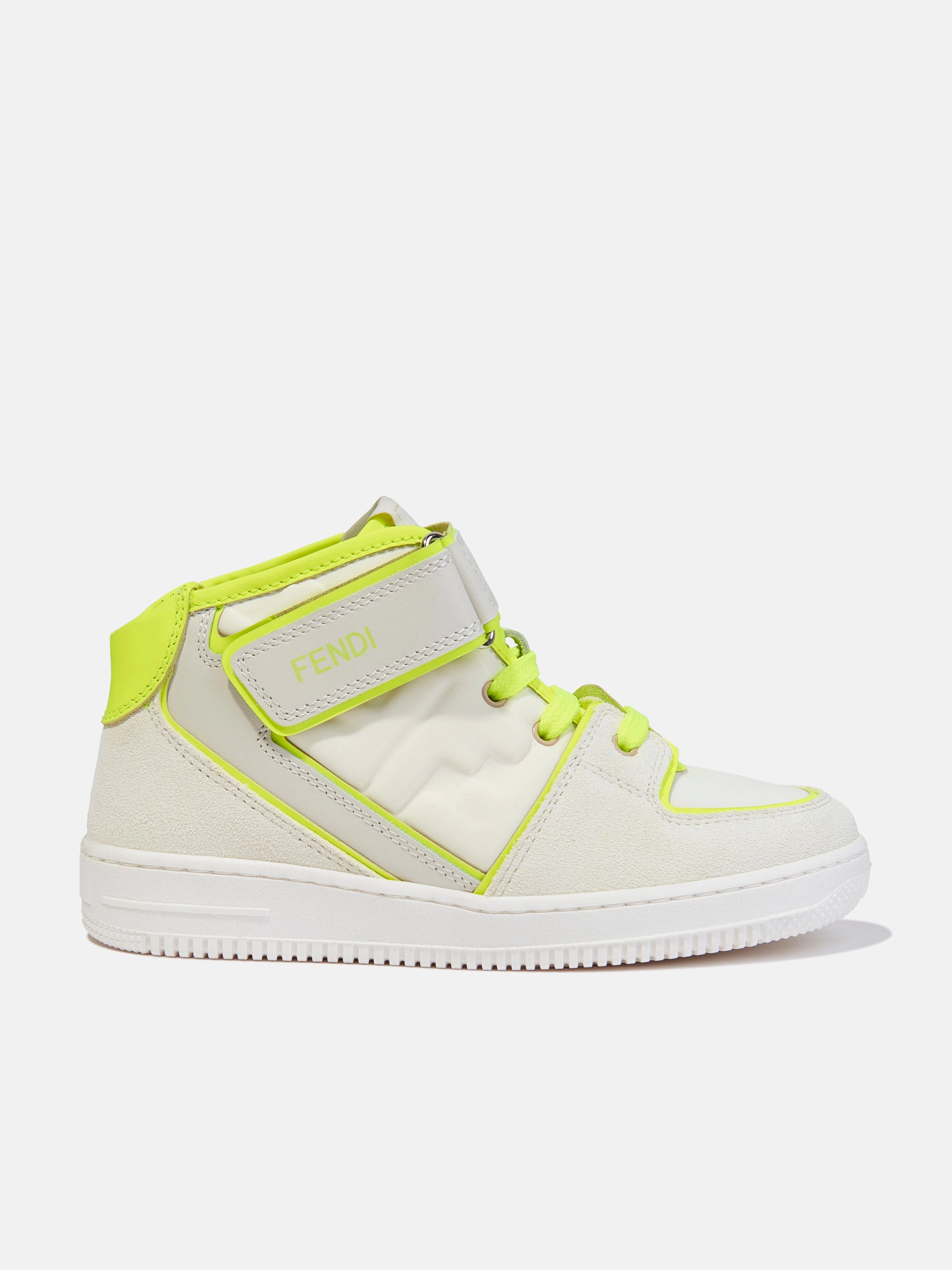 Patent Leather Buy Now & Get Gift Fendi Kids Leather Logo Trainers in Ivory Discounts non-stop Felt