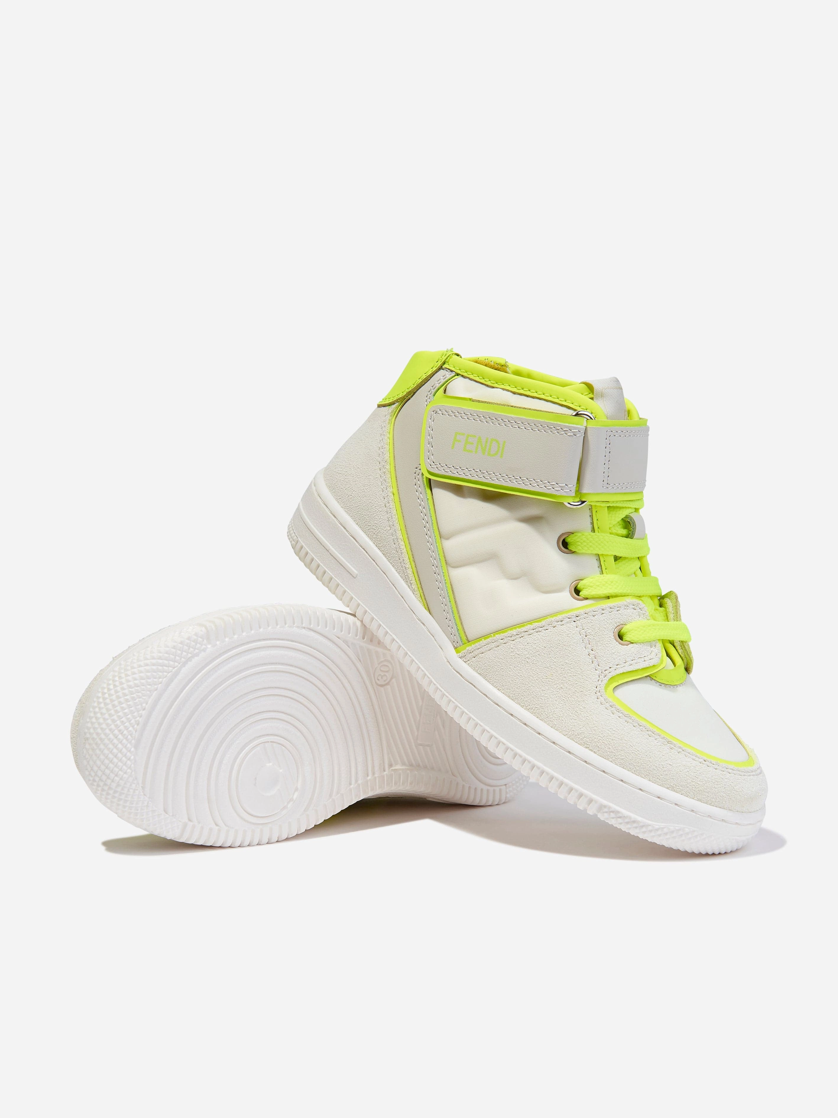 Bucket Bag For Summer Outings, The Smart Buy Fendi Kids Leather Logo Trainers in Ivory