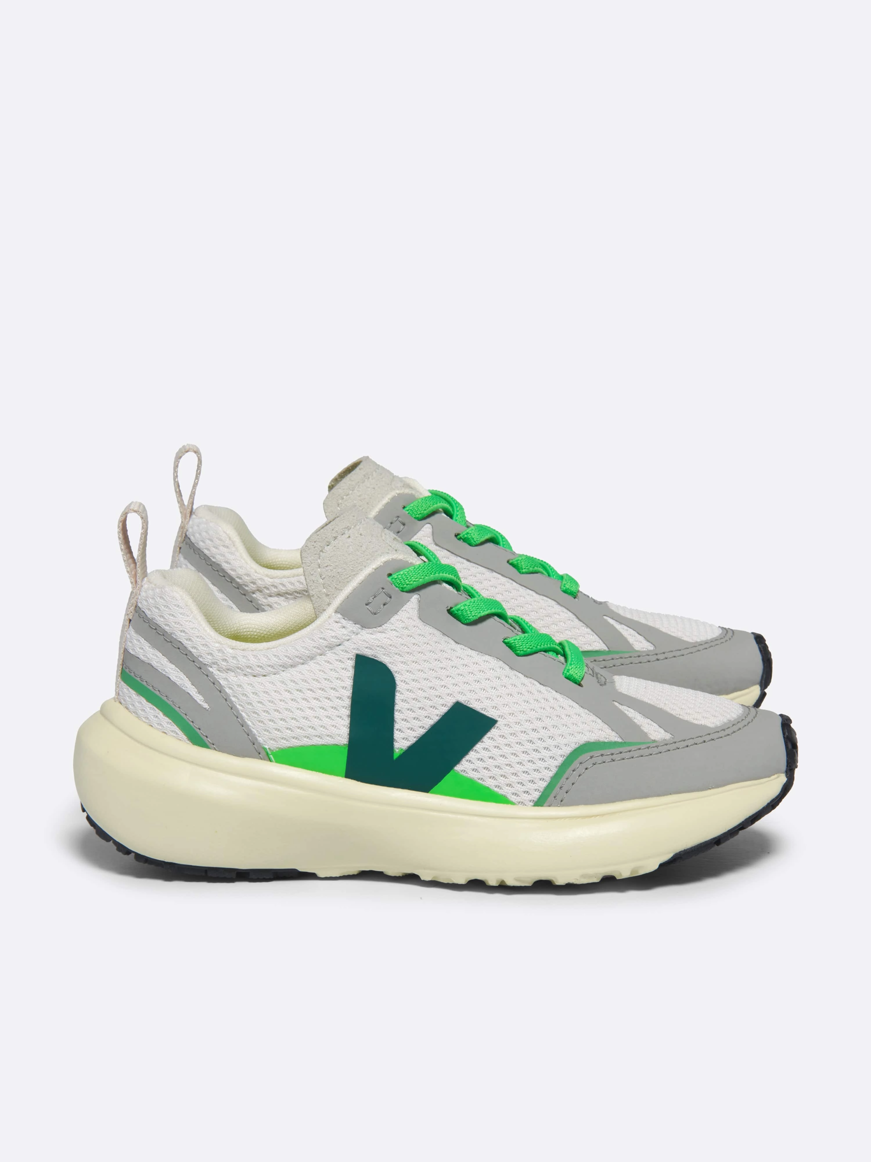 Pack It And Go Veja Kids Light Alveomesh Canary Trainers in White Affordable Luxury
