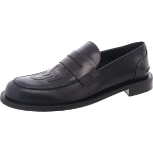 Calf Antick Mens Logo Leather Loafers