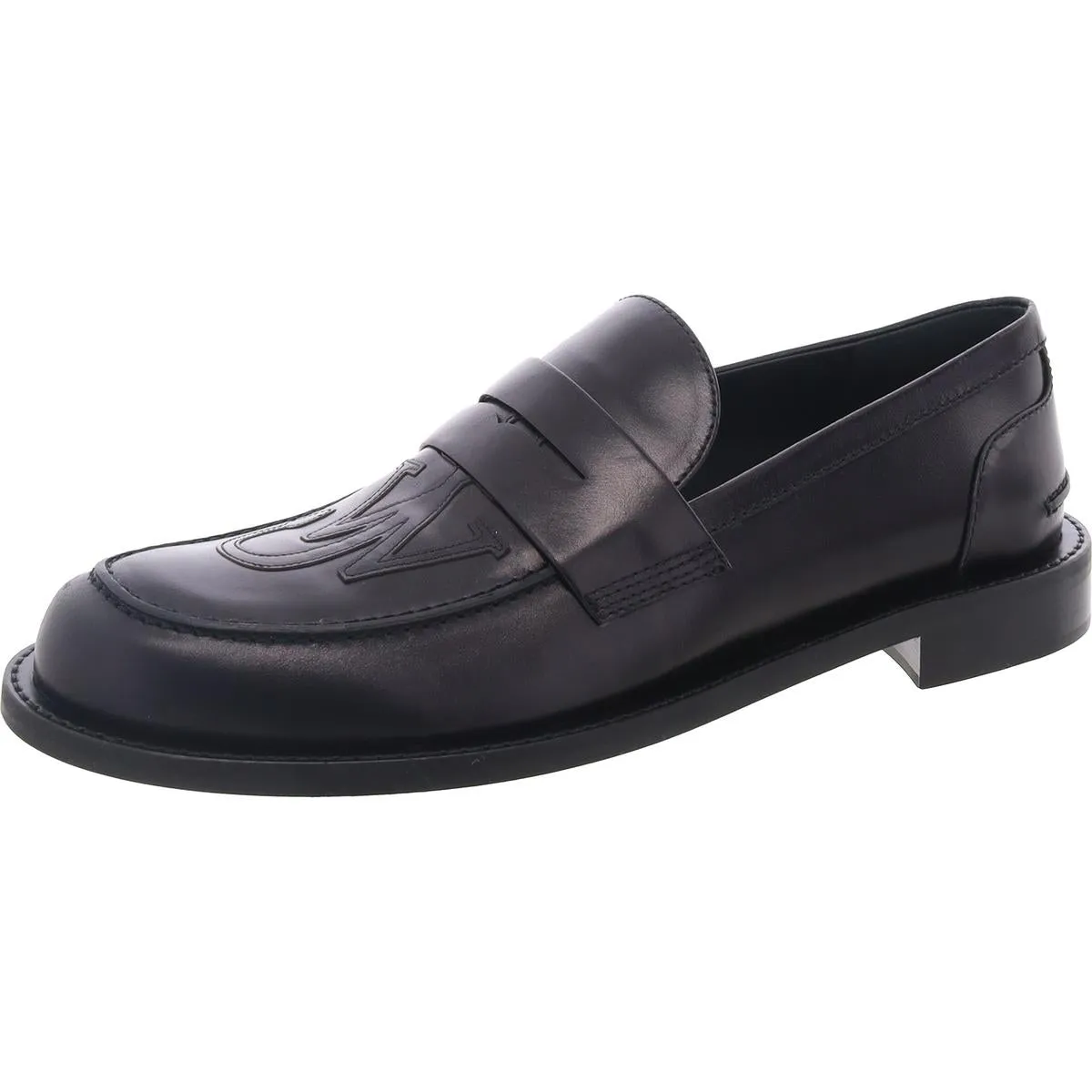 Calf Antick Mens Logo Leather Loafers