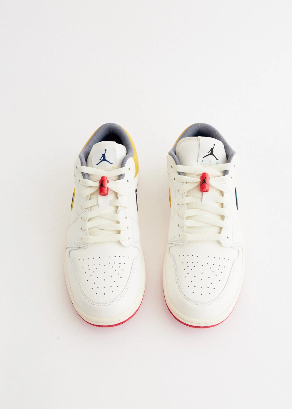 Air Jordan 1 Low PRM 'Sail Brave Blue' Sneakers Kids Cartoon Backpack