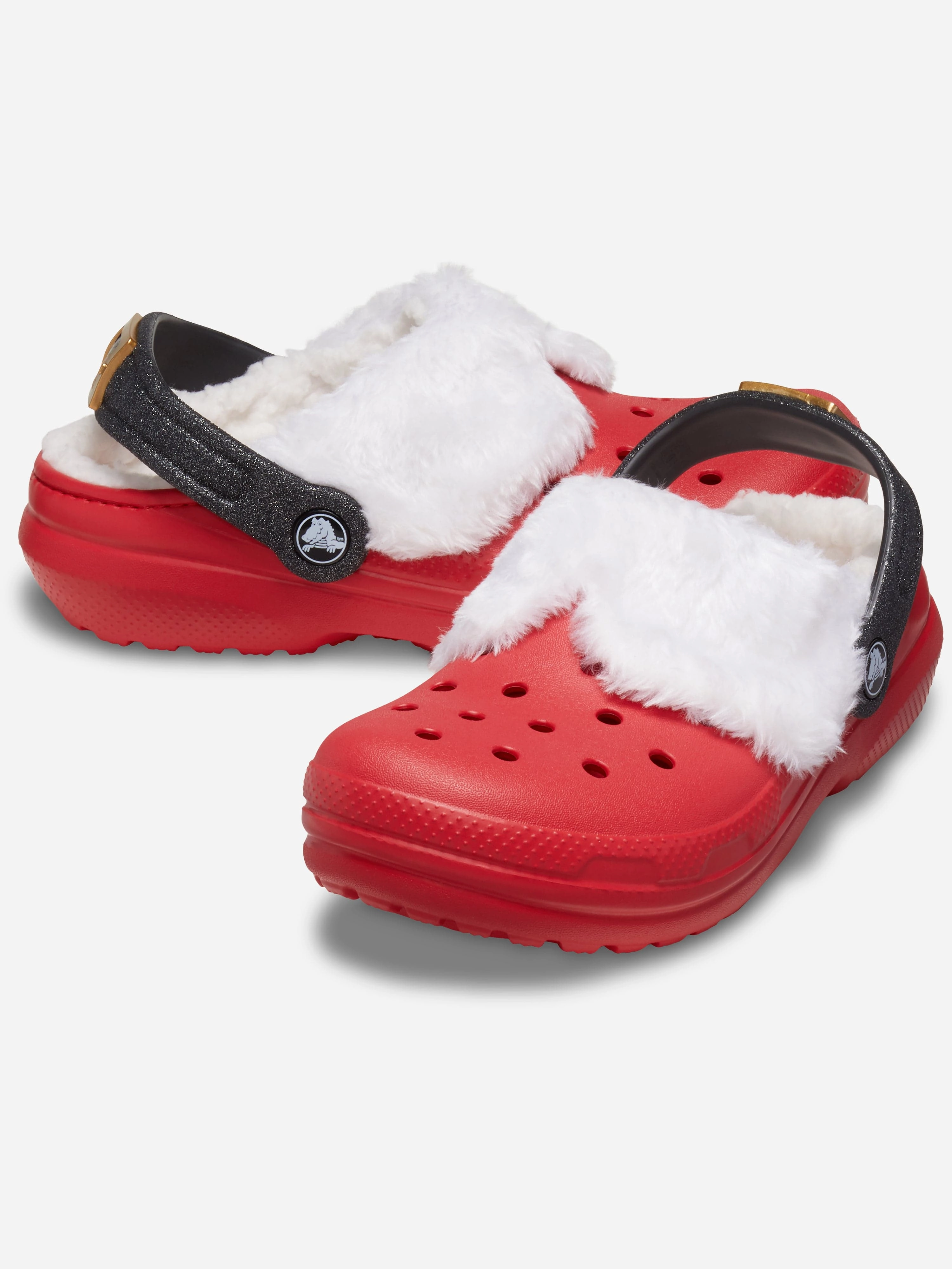 Crocs Kids Classic Lined Santa Clog in Red Lightweight Design