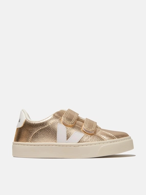 Perfectly Balanced Comfort-enhancing special Veja Girls ChromeFree Leather Esplar Trainers in Gold Student discount