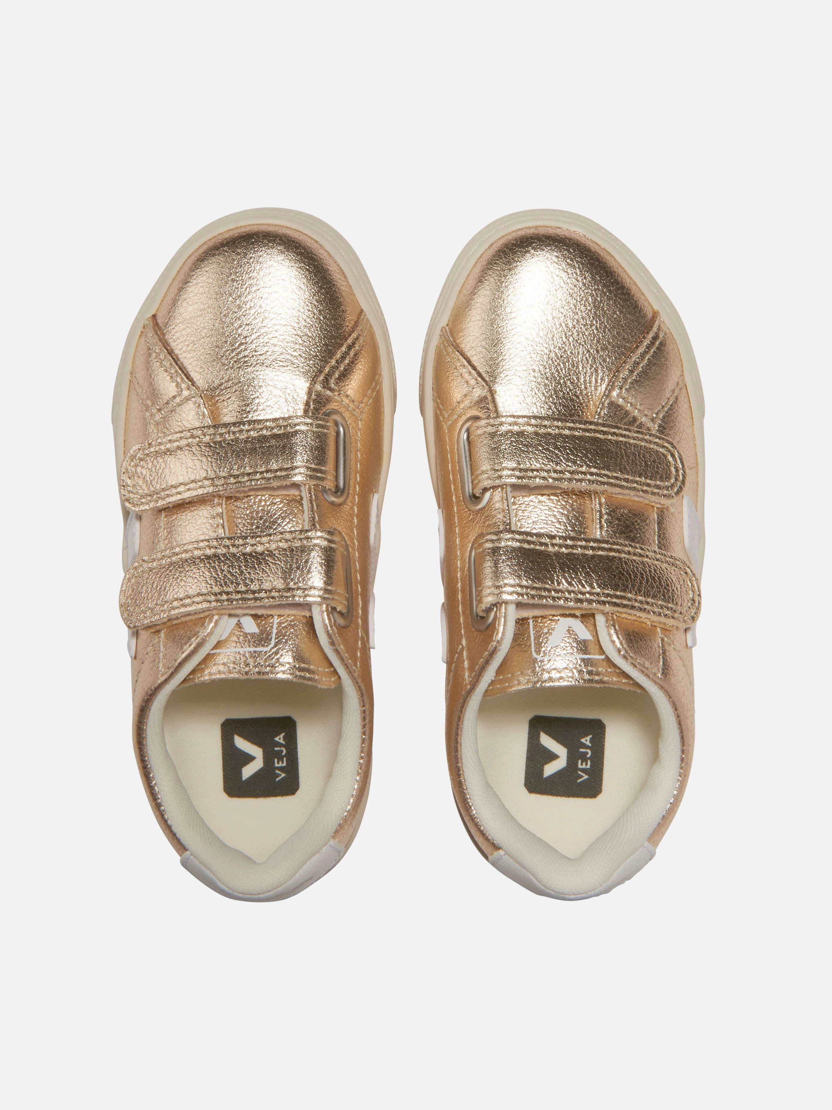 High-End Evening Clutch Purse, Stylishly Engineered, Trusted Quality Veja Girls ChromeFree Leather Esplar Trainers in Gold