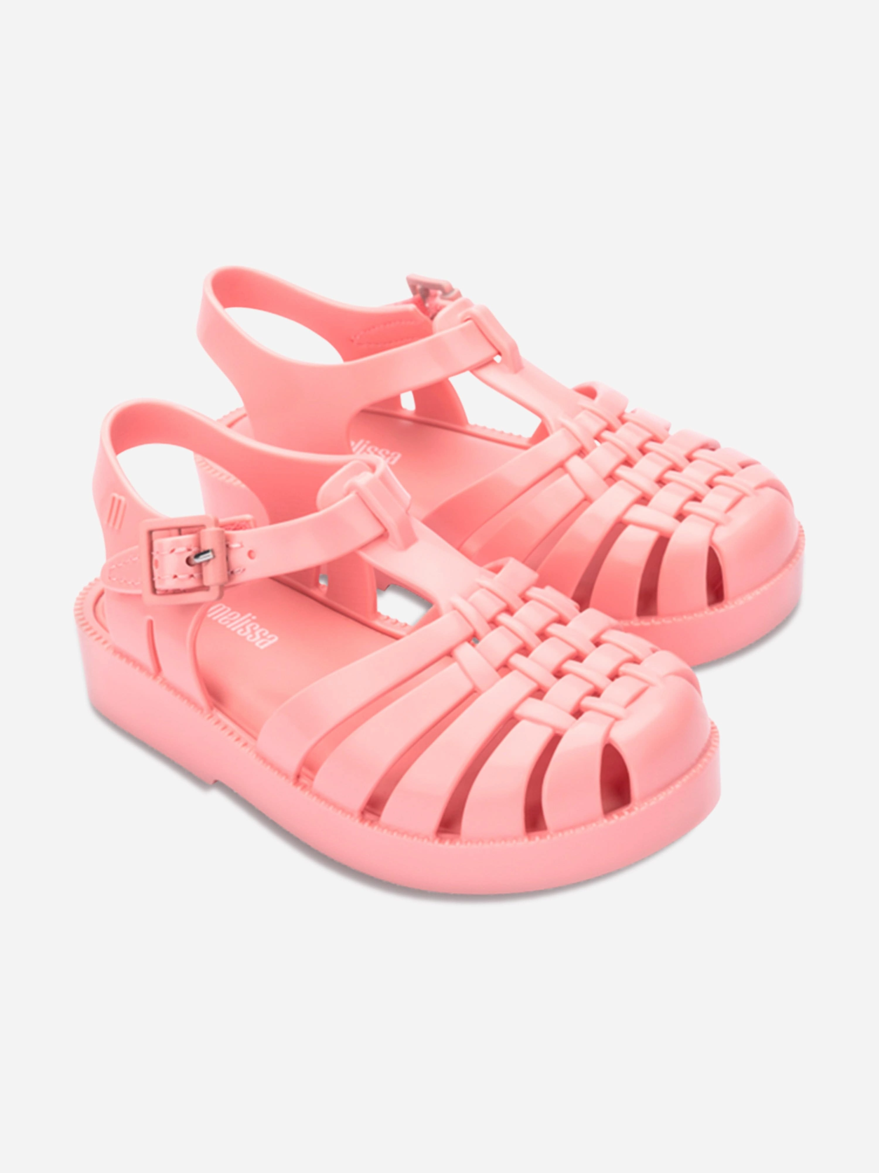 Raffia Woven Summer Bag Girls Possession Sandals in Pink Embossed Leather