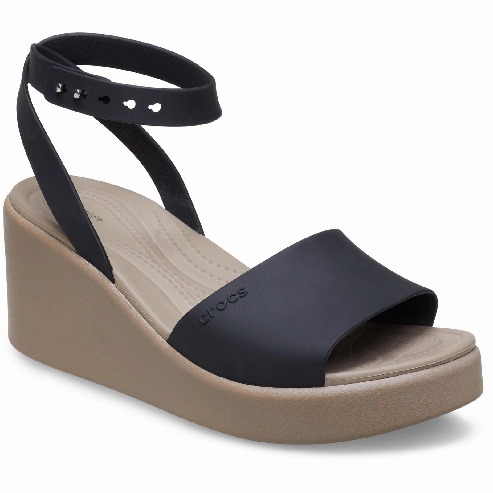 Faux Leather Women's Crocs 206453 Wedge Strap Sandals