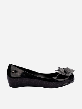 Strap Slider Custom Design Mini Melissa Girls Ultragirl Sweet XII Ballerinas in Black Personalized Goodie