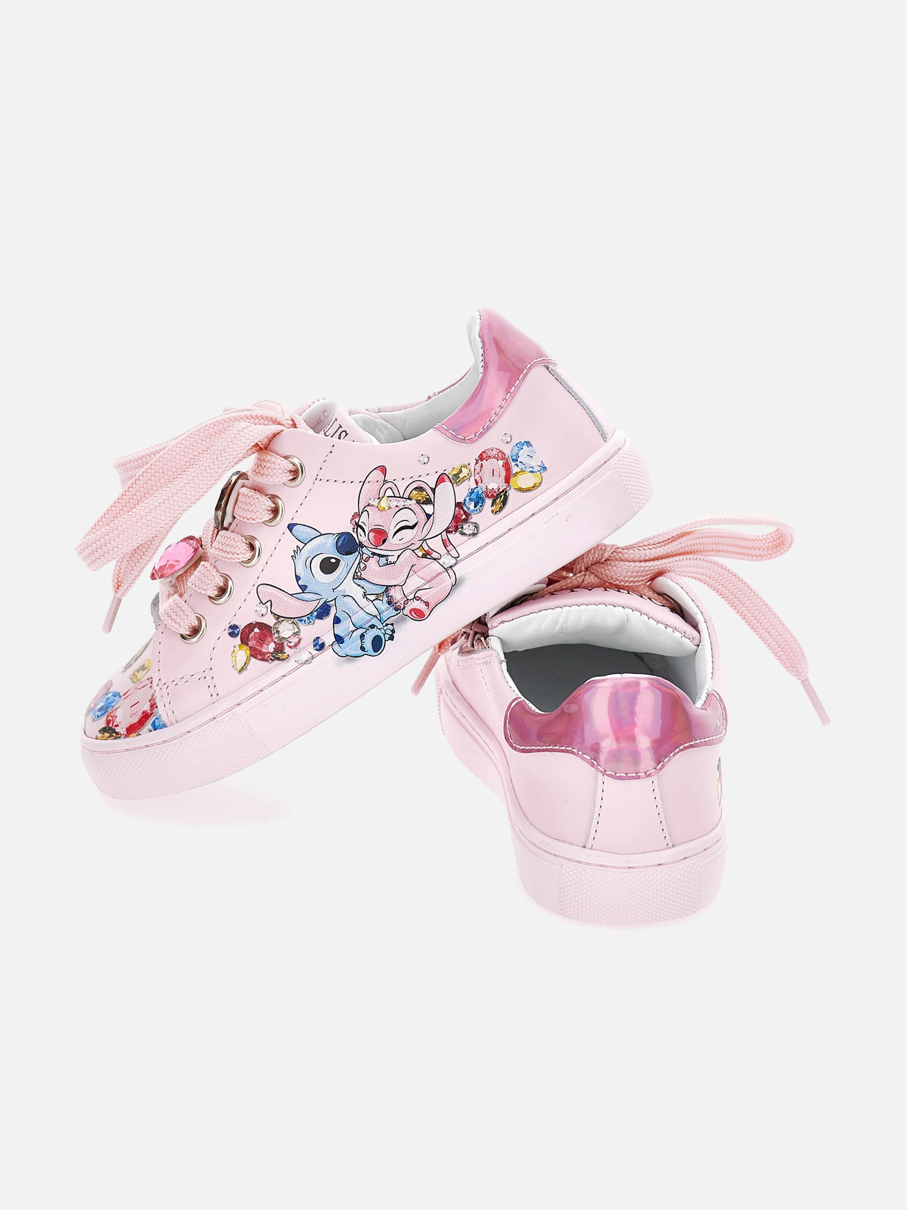 Girls Leather Stitch and Angel Trainers in Pink For City Or Trail, Claim Your Style, Strap Slider