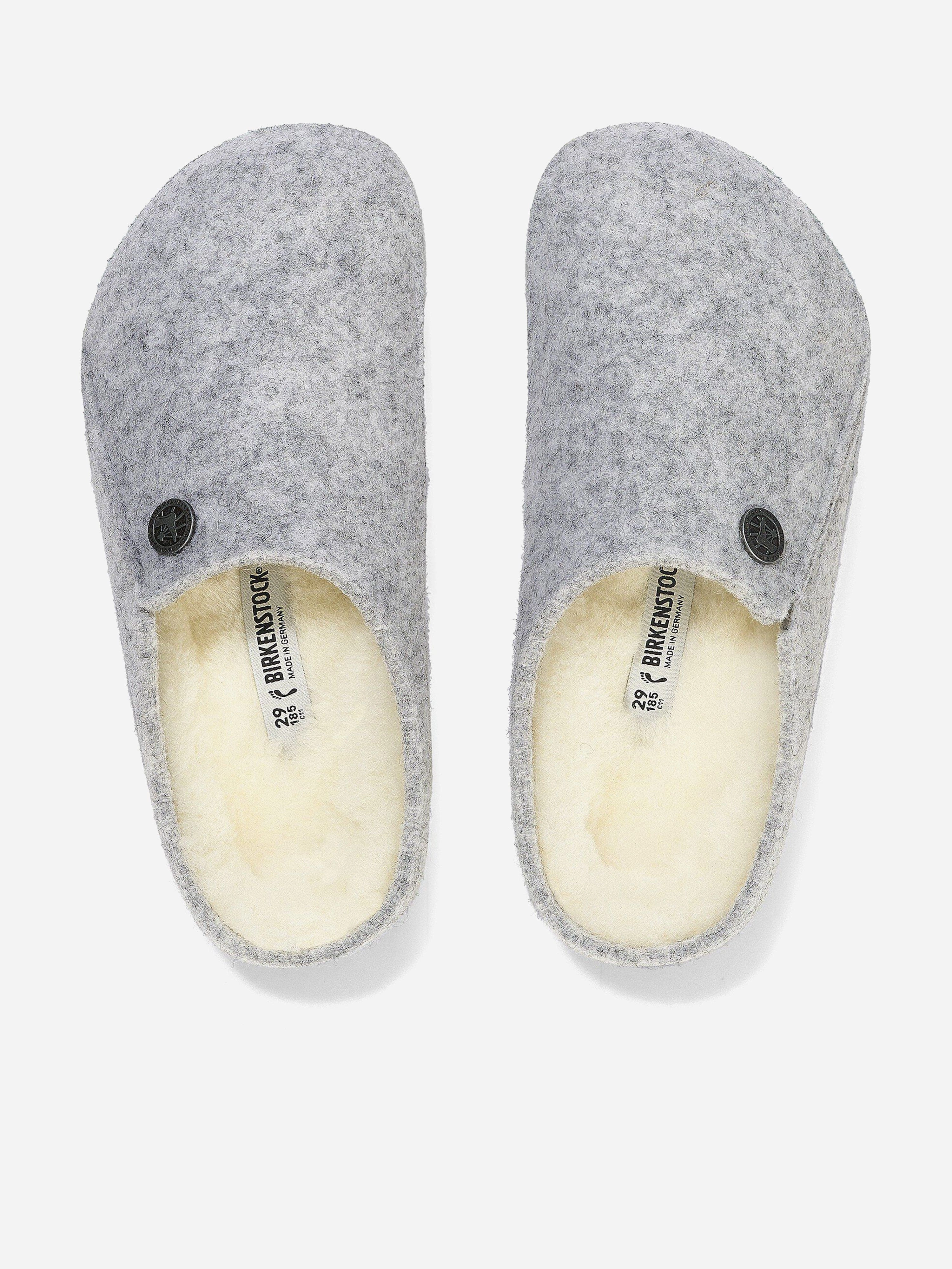 BIRKENSTOCK Boys Zermatt Felt Shearling Slippers in Grey Add Style To Your Life