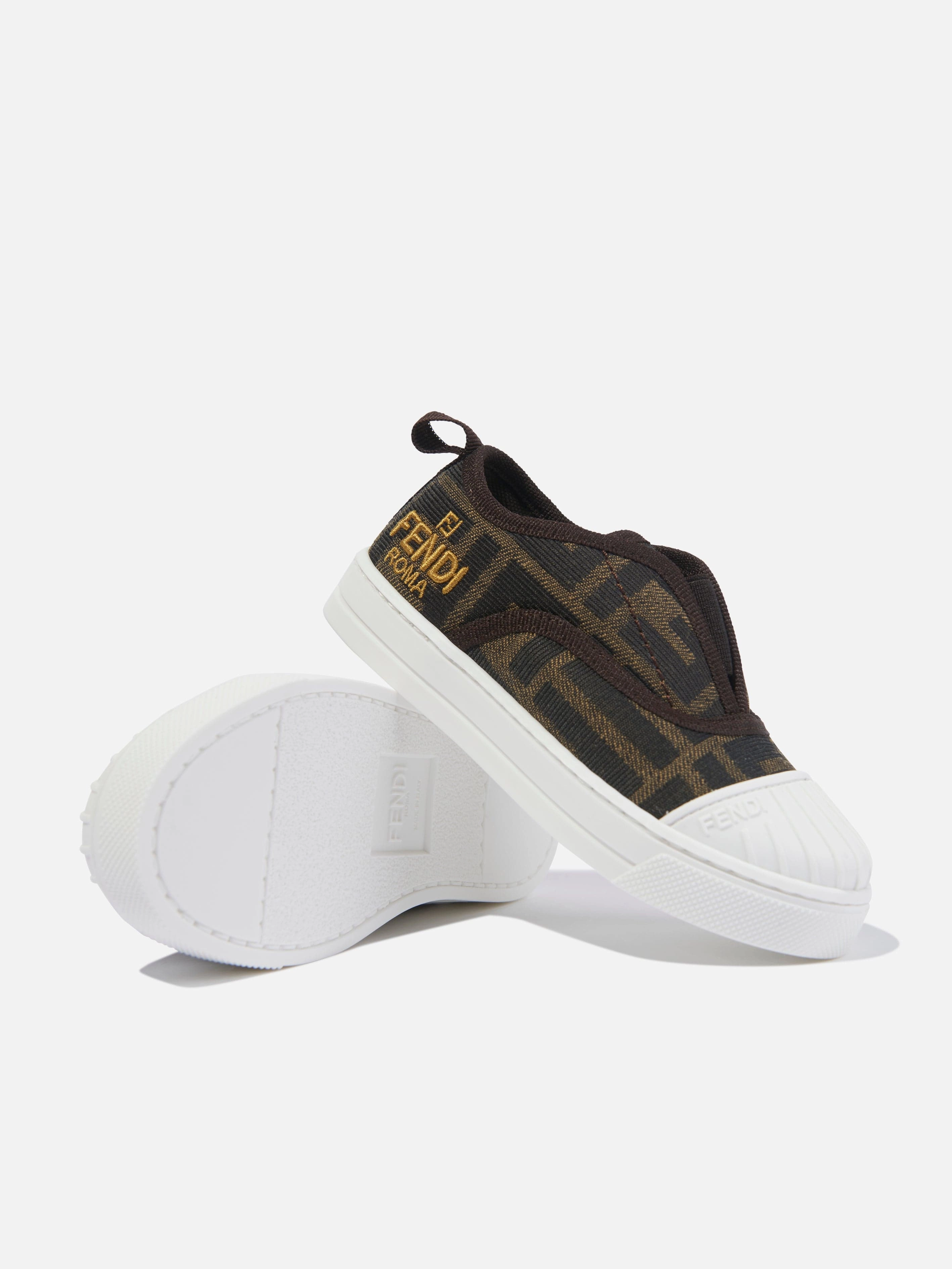 Click To Buy Fendi Kids FF Logo Trainers in Brown Smart Looks