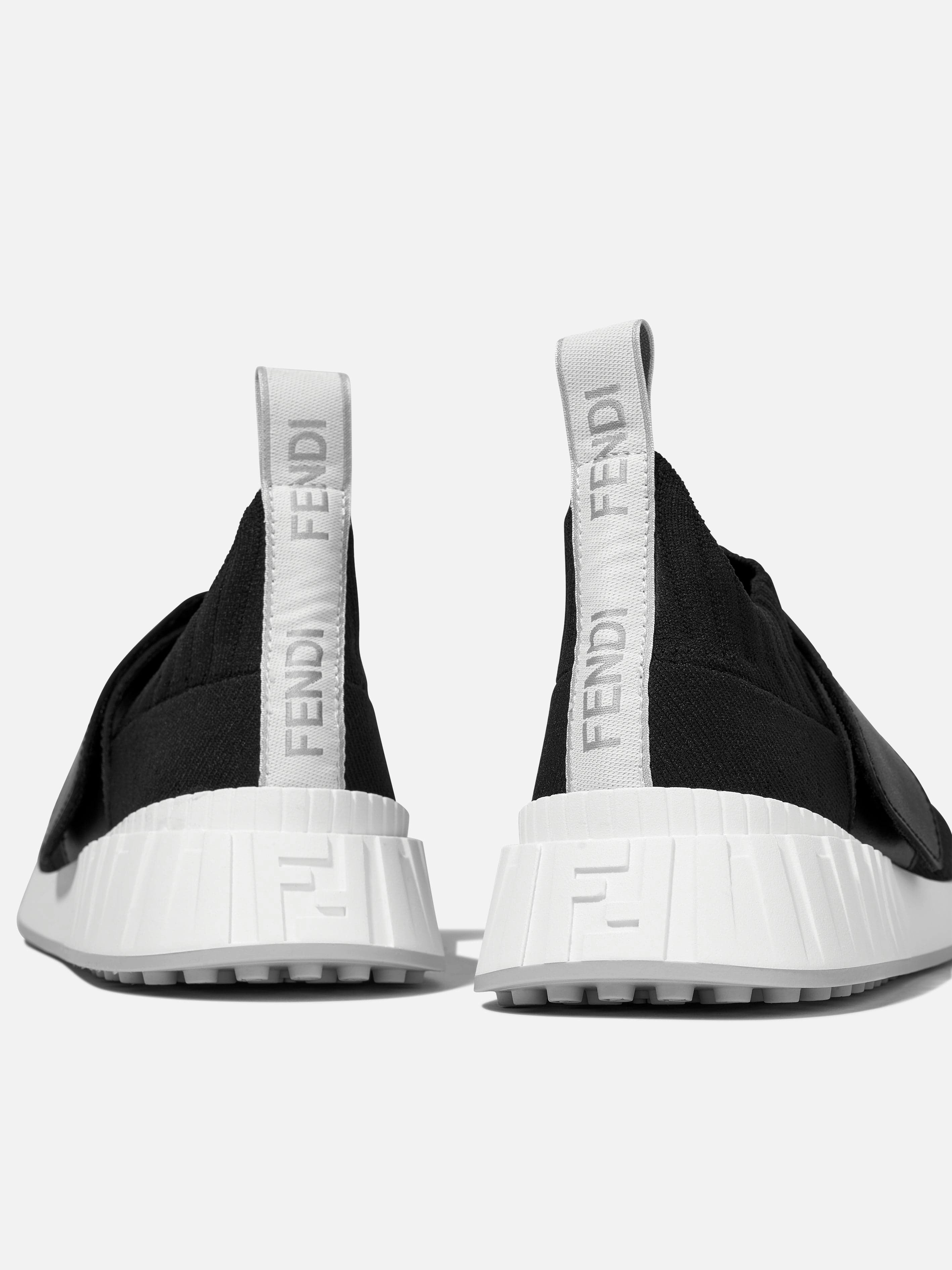 Clutch With Magnetic Snap Closure Fendi Kids Logo Slip On Trainers in Black Quick Access Pocket